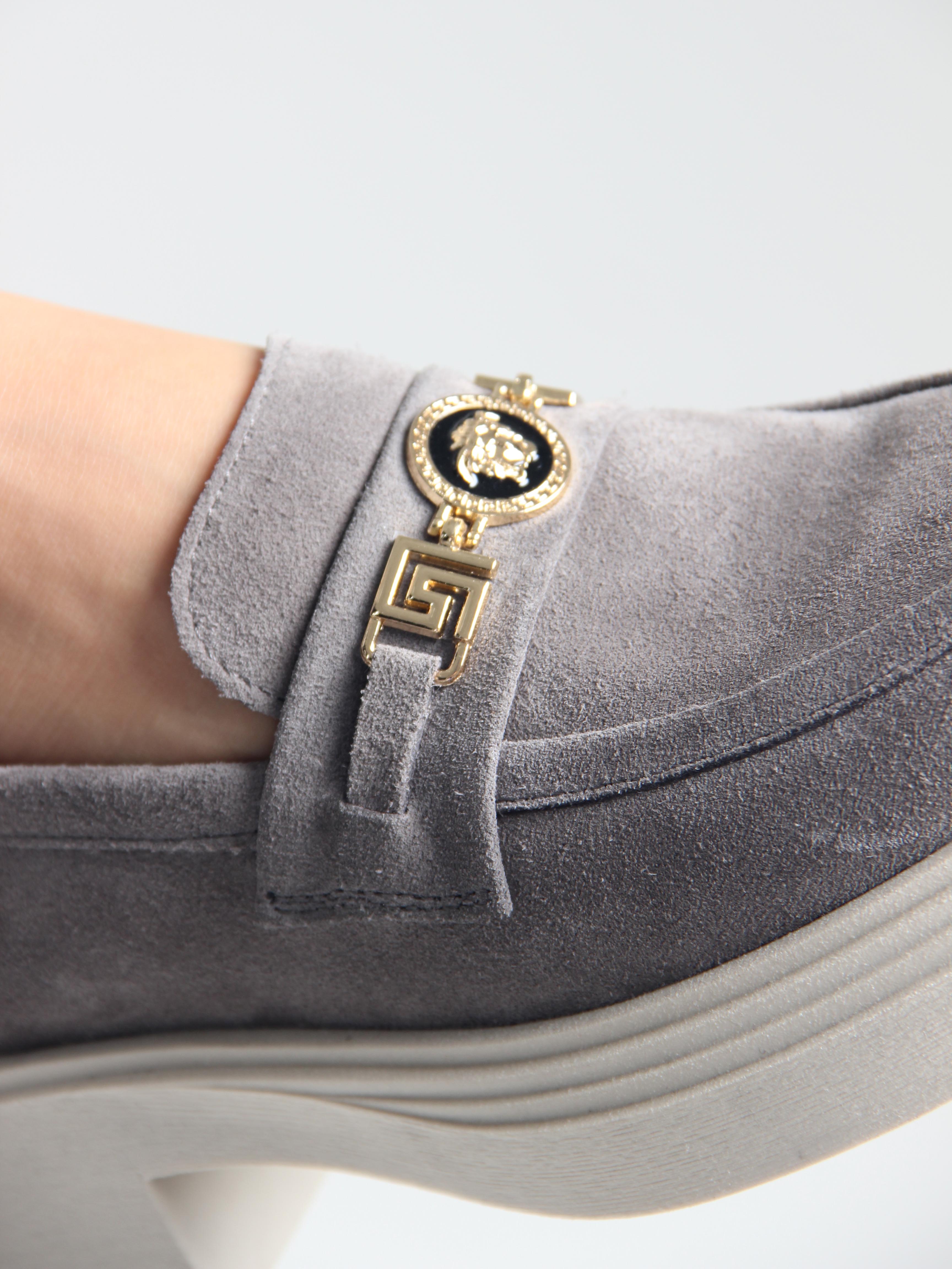 картинка Лоферы туфли ED'ART 173.1453'be. серый замок замша от интернет магазина