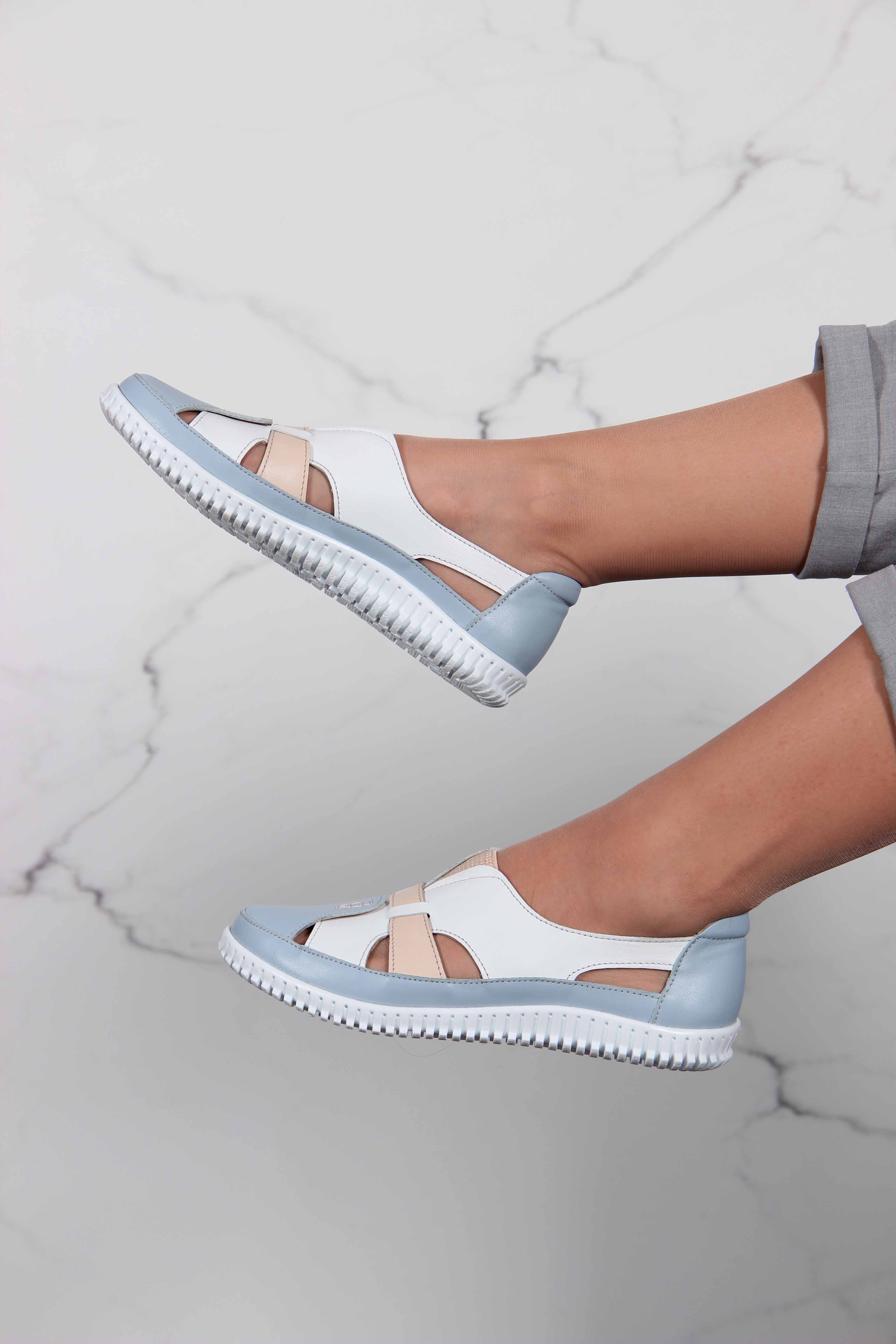 картинка Слипоны ED'ART 116.8000'w. белый-голубой от интернет магазина