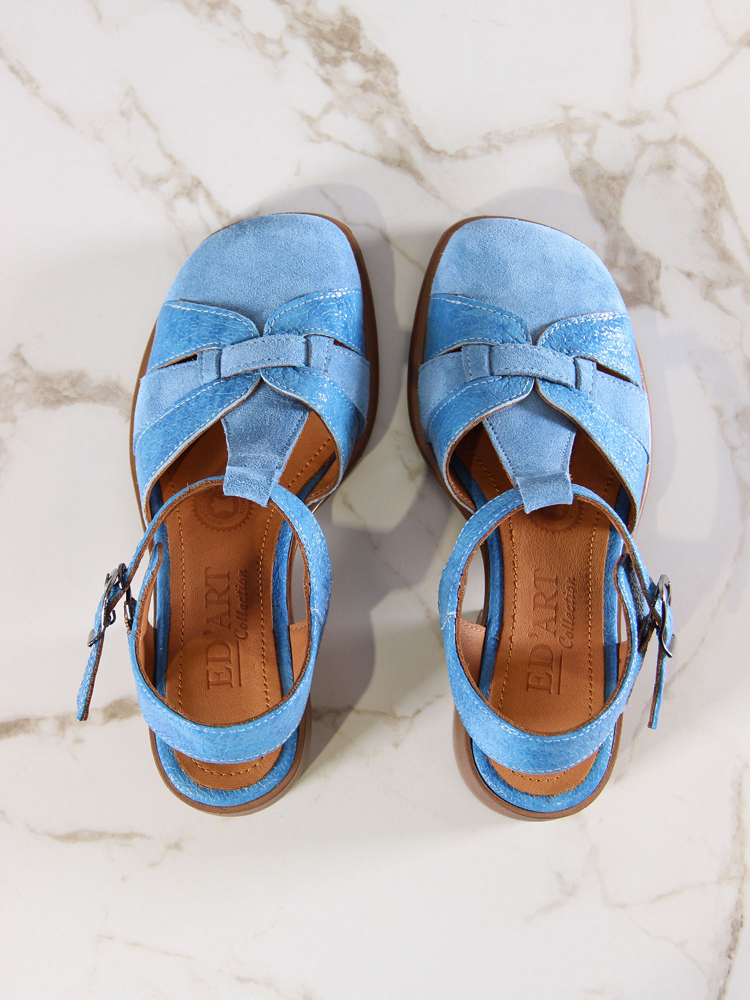 картинка Босоножки ED'ART 5038.23663'bе.Голубой наплак+голубая замша от интернет магазина