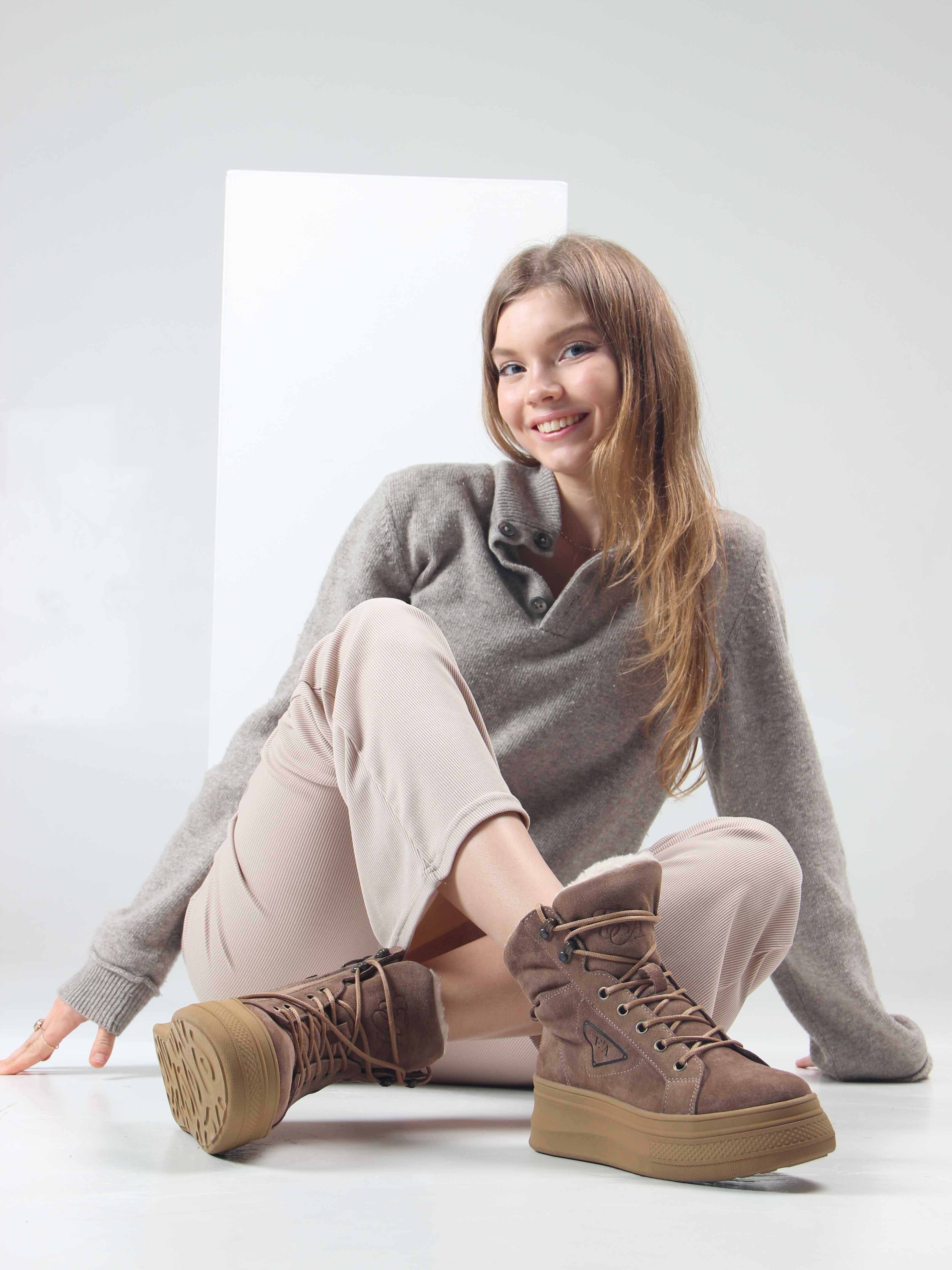 картинка Ботинки ED'ART 216.warm'br. капучино замша от интернет магазина