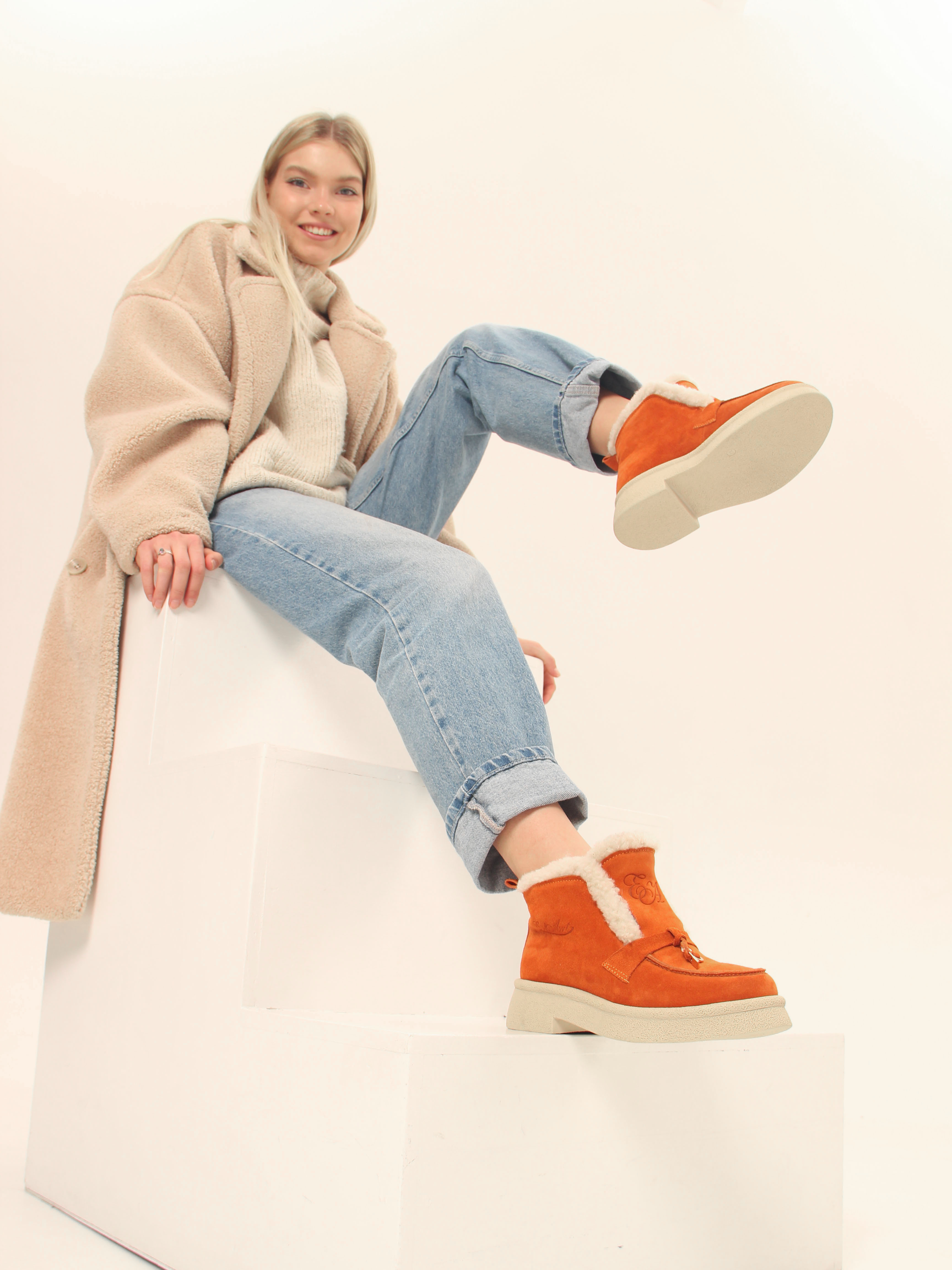 картинка Ботинки ED'ART 307.florida 'be.мандарин замша от интернет магазина