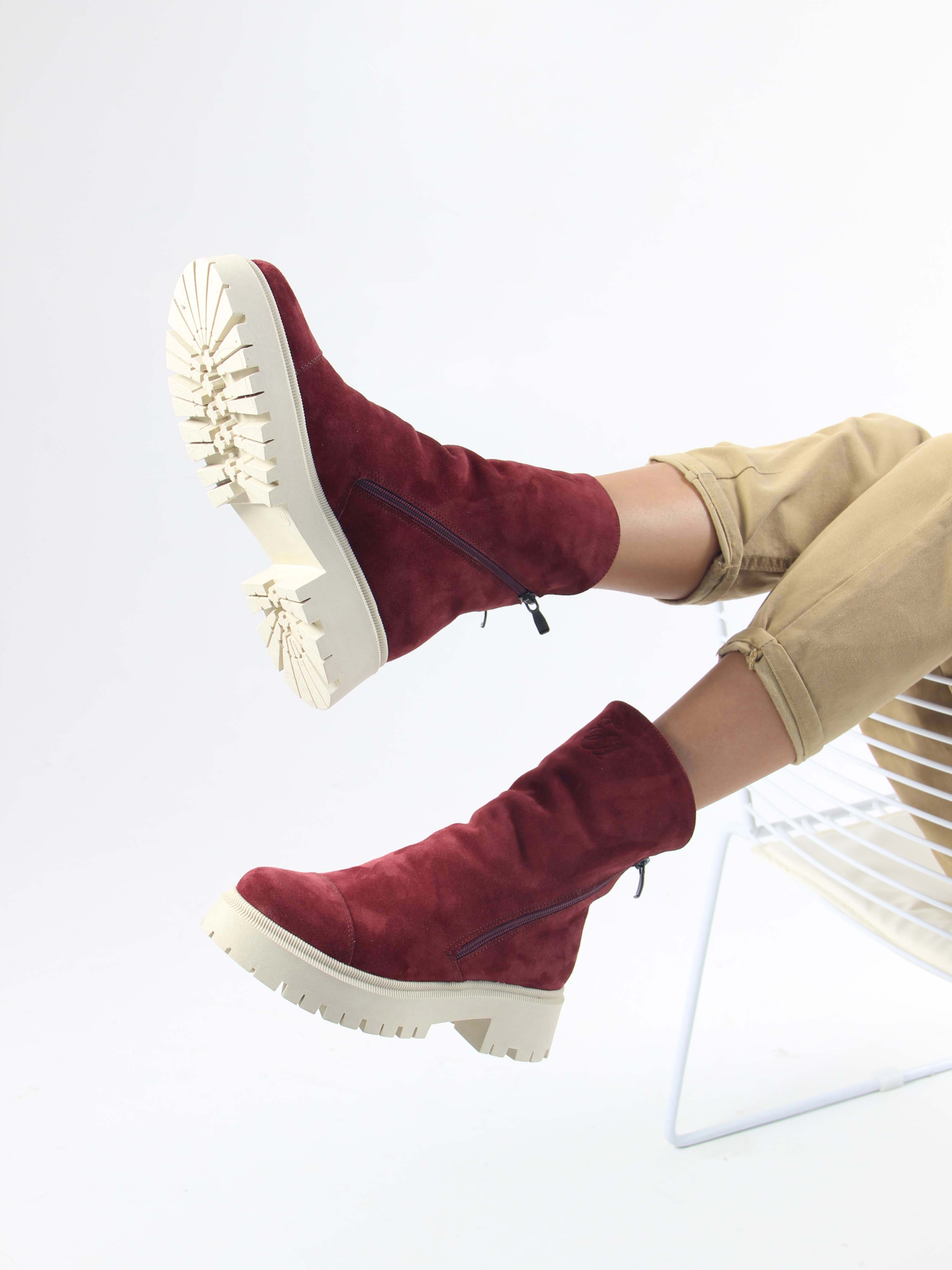 картинка Ботинки ED'ART 233.2094'be. Бордо замша от интернет магазина