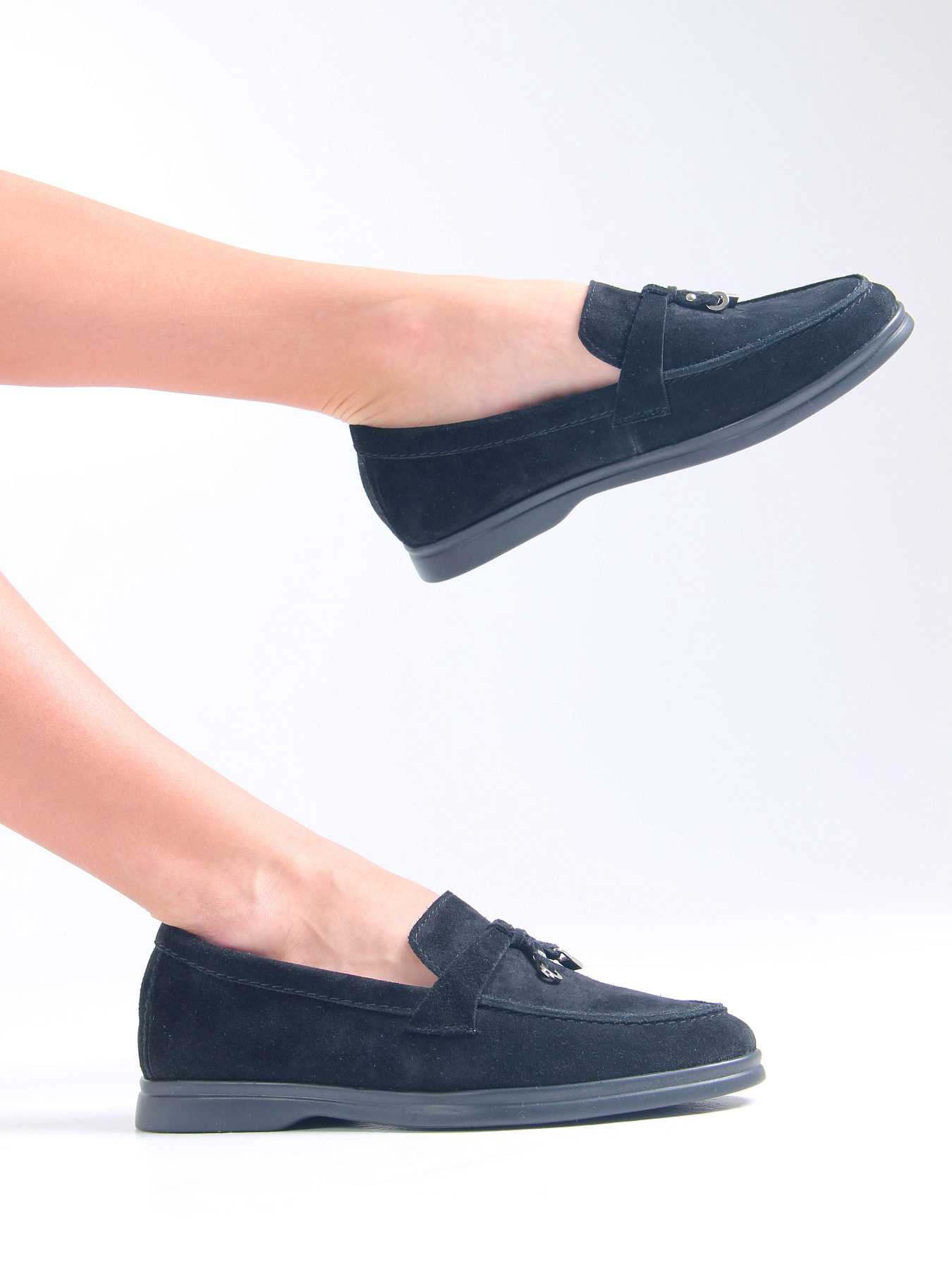 картинка Лоферы ED'ART 170.2614'bl. Черный замш от интернет магазина