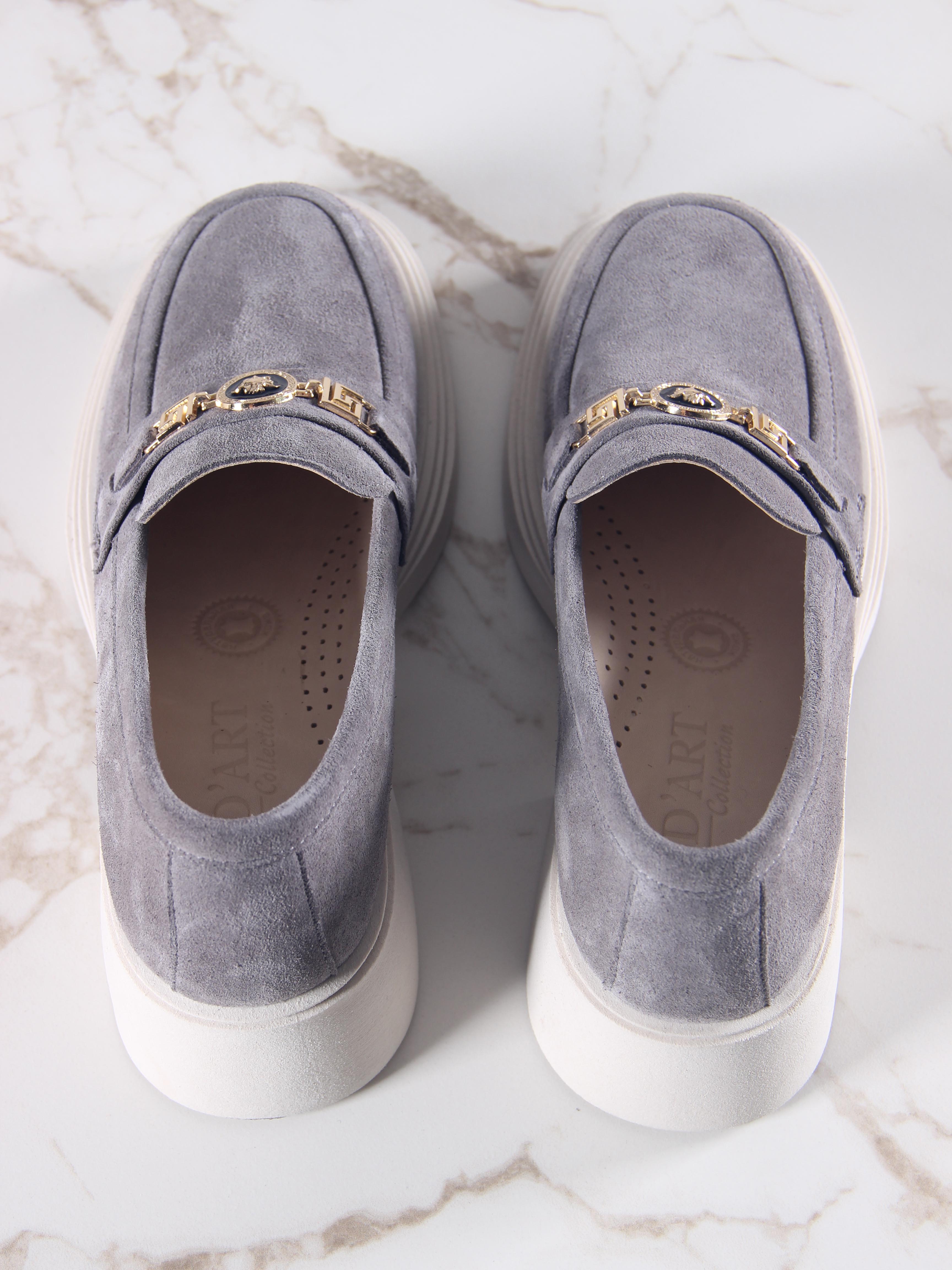 картинка Лоферы туфли ED'ART 173.1453'be. серый замок замша от интернет магазина