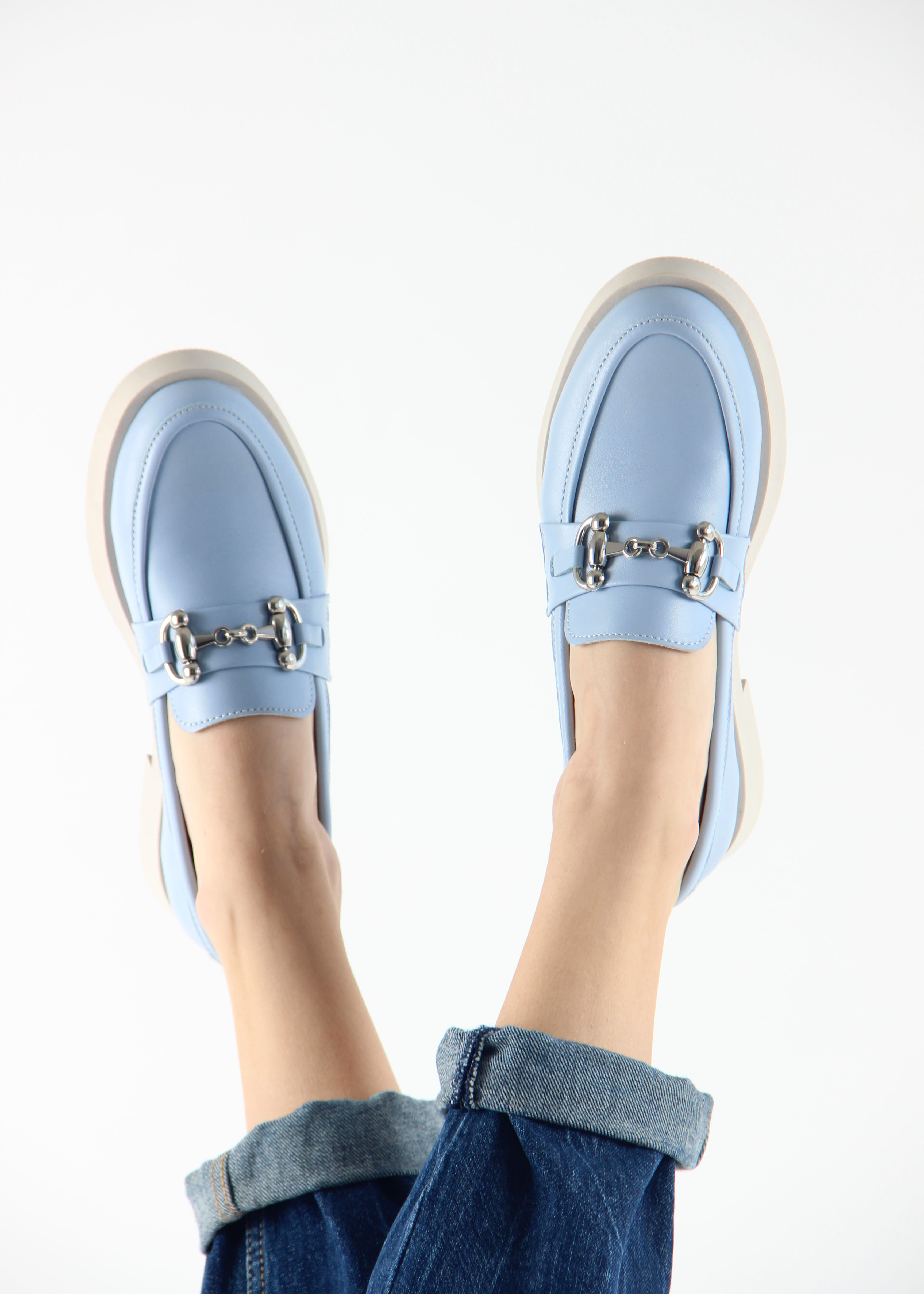 картинка Лоферы туфли ED'ART 172.1841'be. голубой ангел кожа от интернет магазина