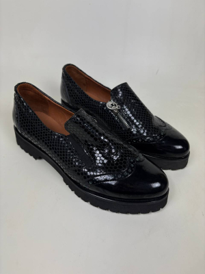 Туфли 99.sigma. Черная рептилия уценка