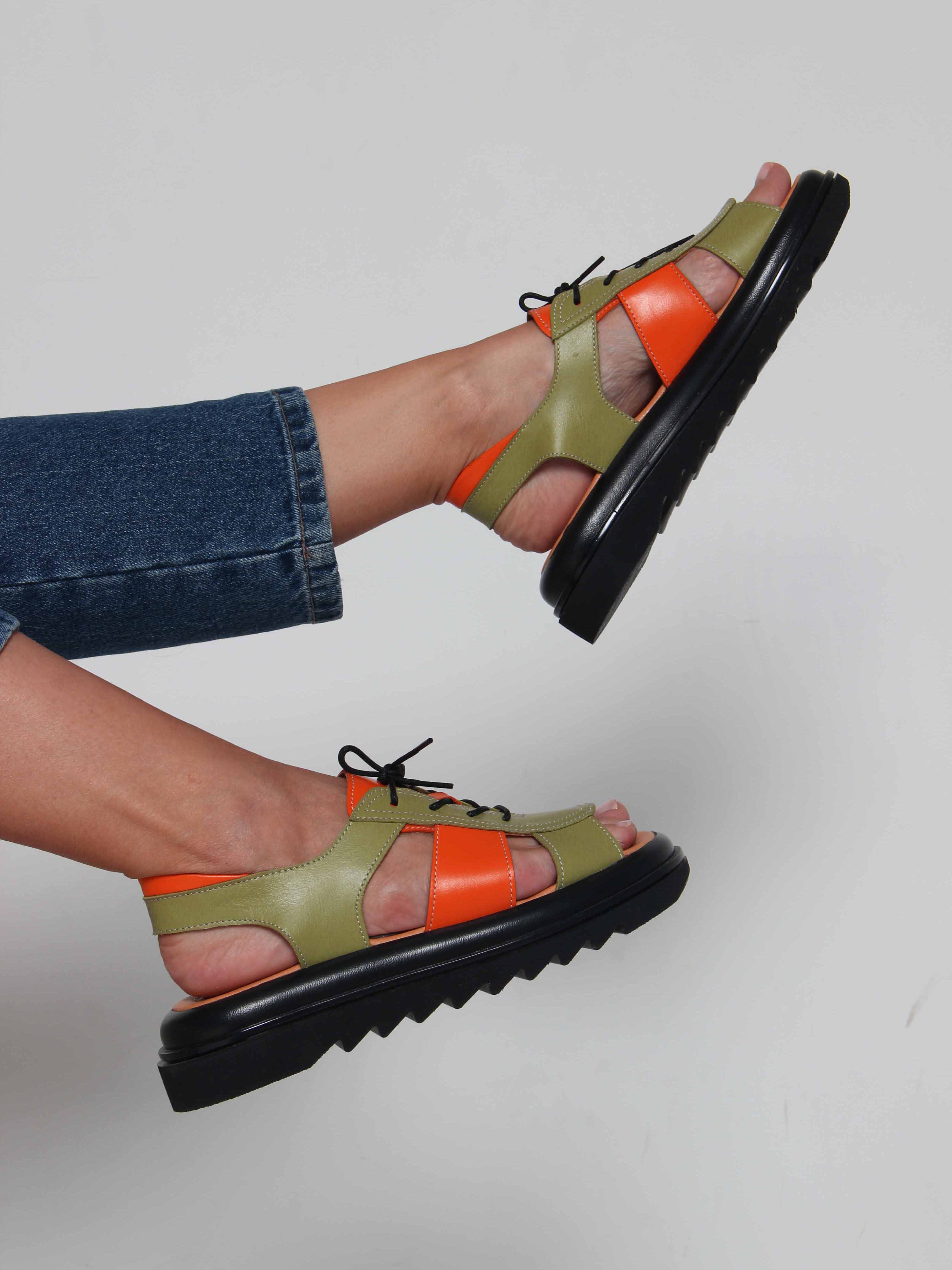 картинка Босоножки ED'ART 2029.2525'bl. Авокадо оранжевый от интернет магазина