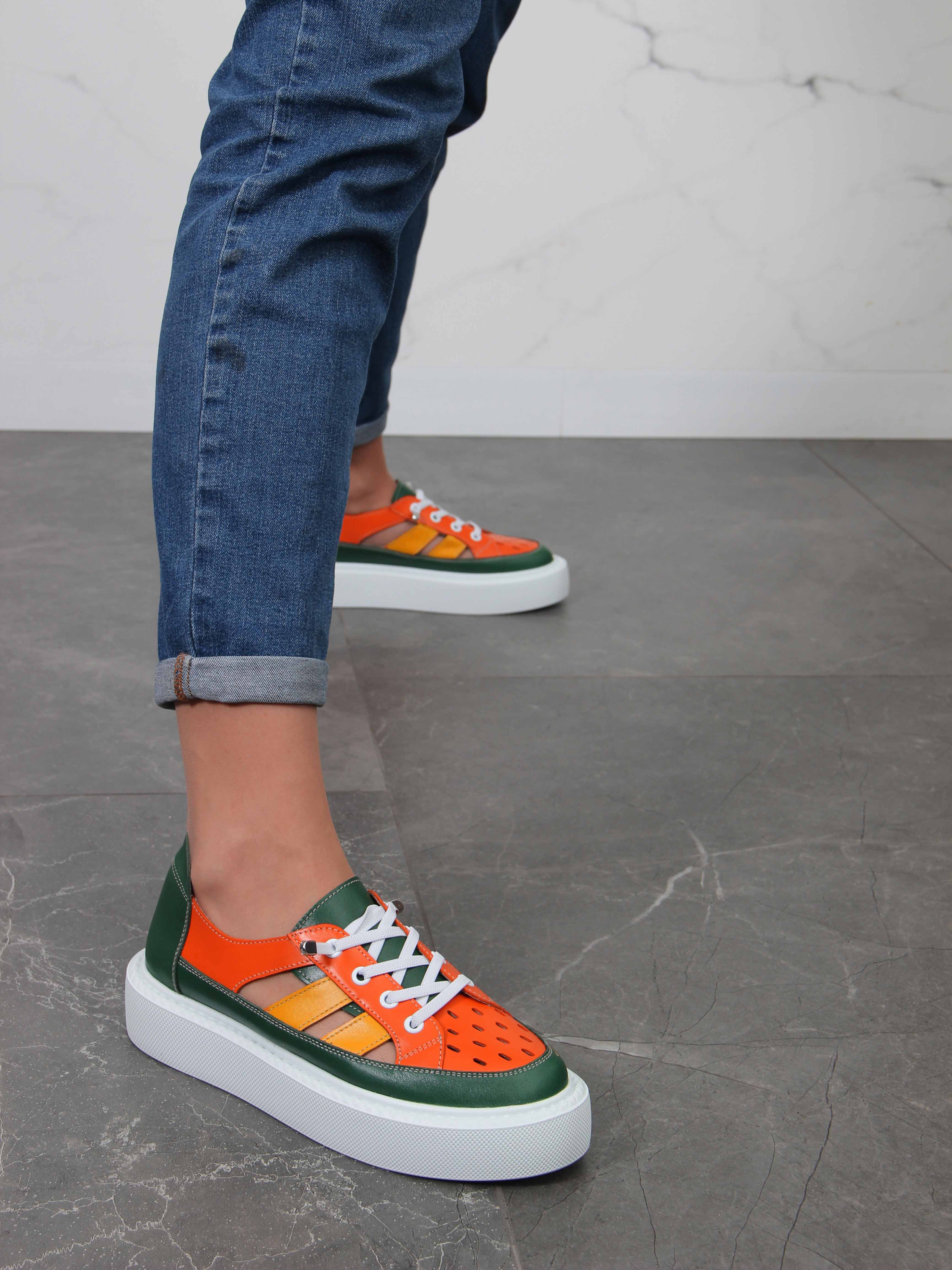 картинка Кроссовки ED'ART 165.P.Lusi23.'w.Оранжевый-зеленый от интернет магазина