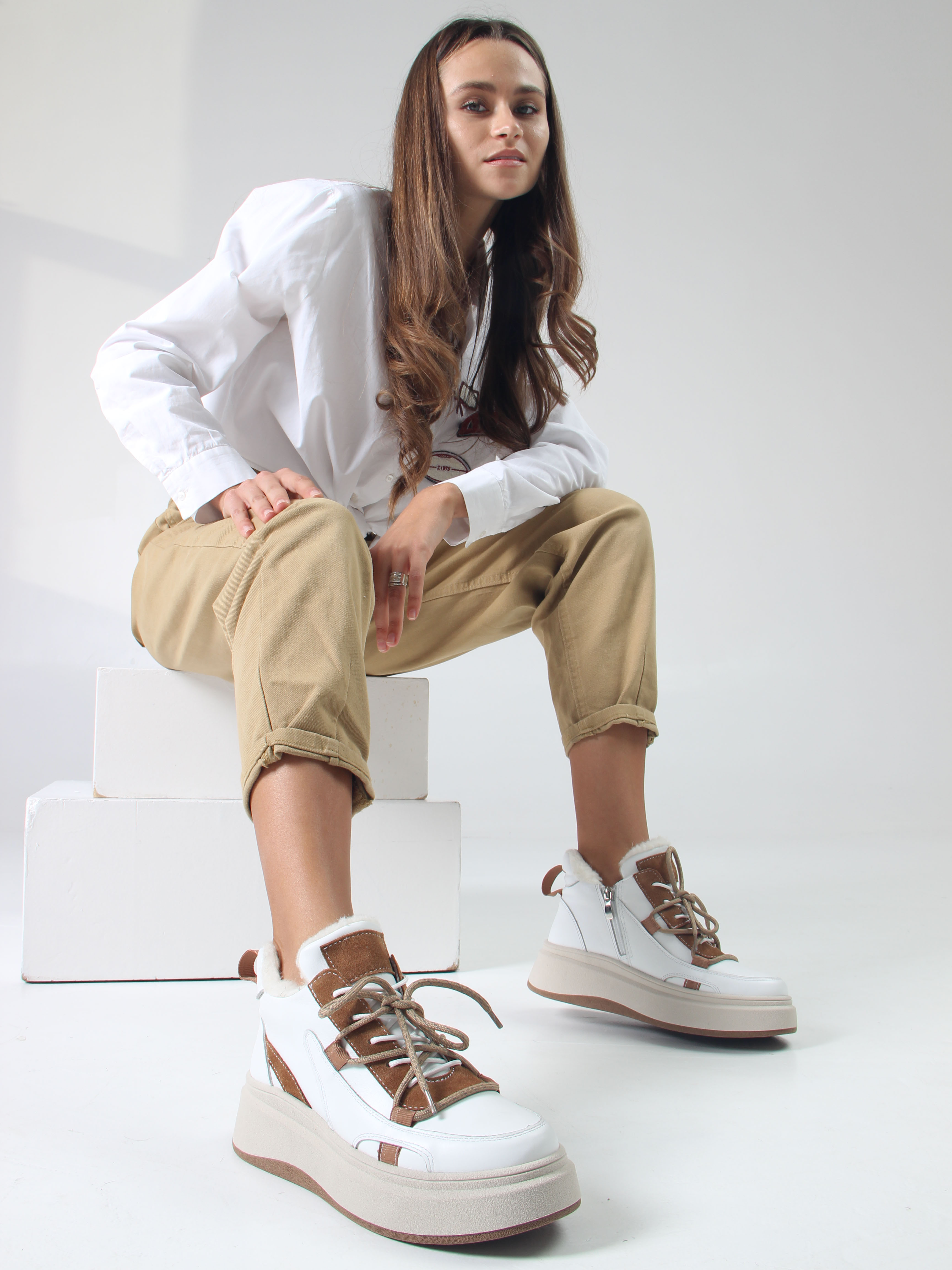 картинка Ботинки ED'ART 229.windy'be. белый коричневый от интернет магазина