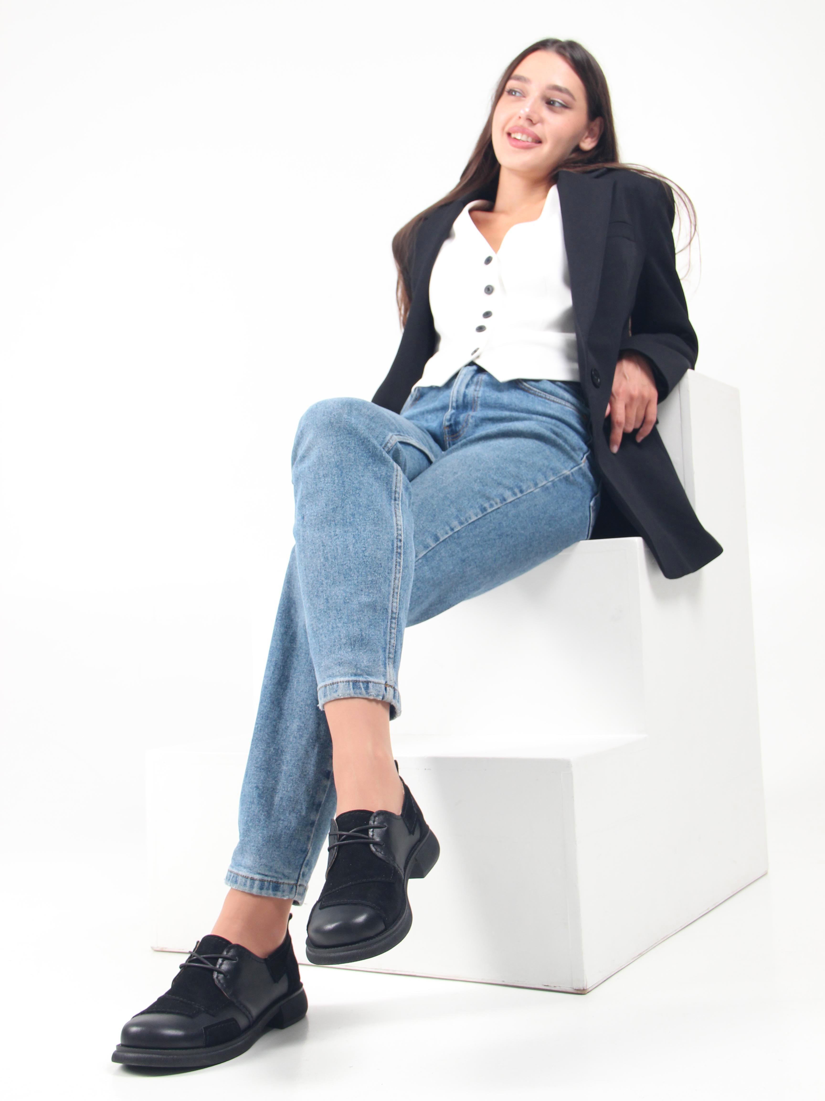 картинка Полуботинки туфли ED'ART 205.патриция'bl. черный черная замша от интернет магазина