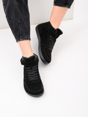 Кеды босоногие замшевые черные