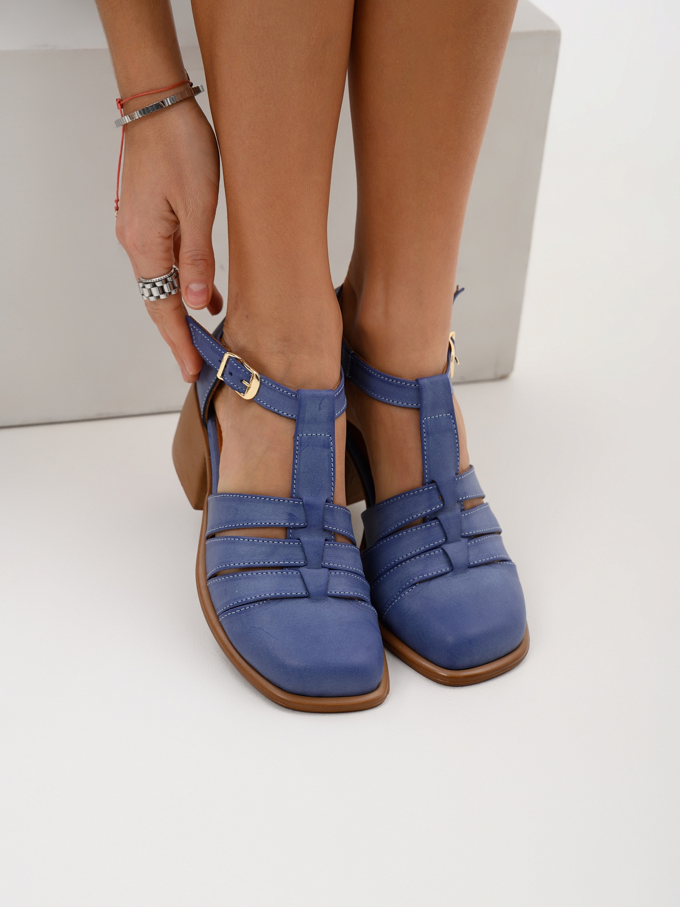 картинка Босоножки ED'ART 5036.23663'bе.Вакса джинс+коричневый от интернет магазина