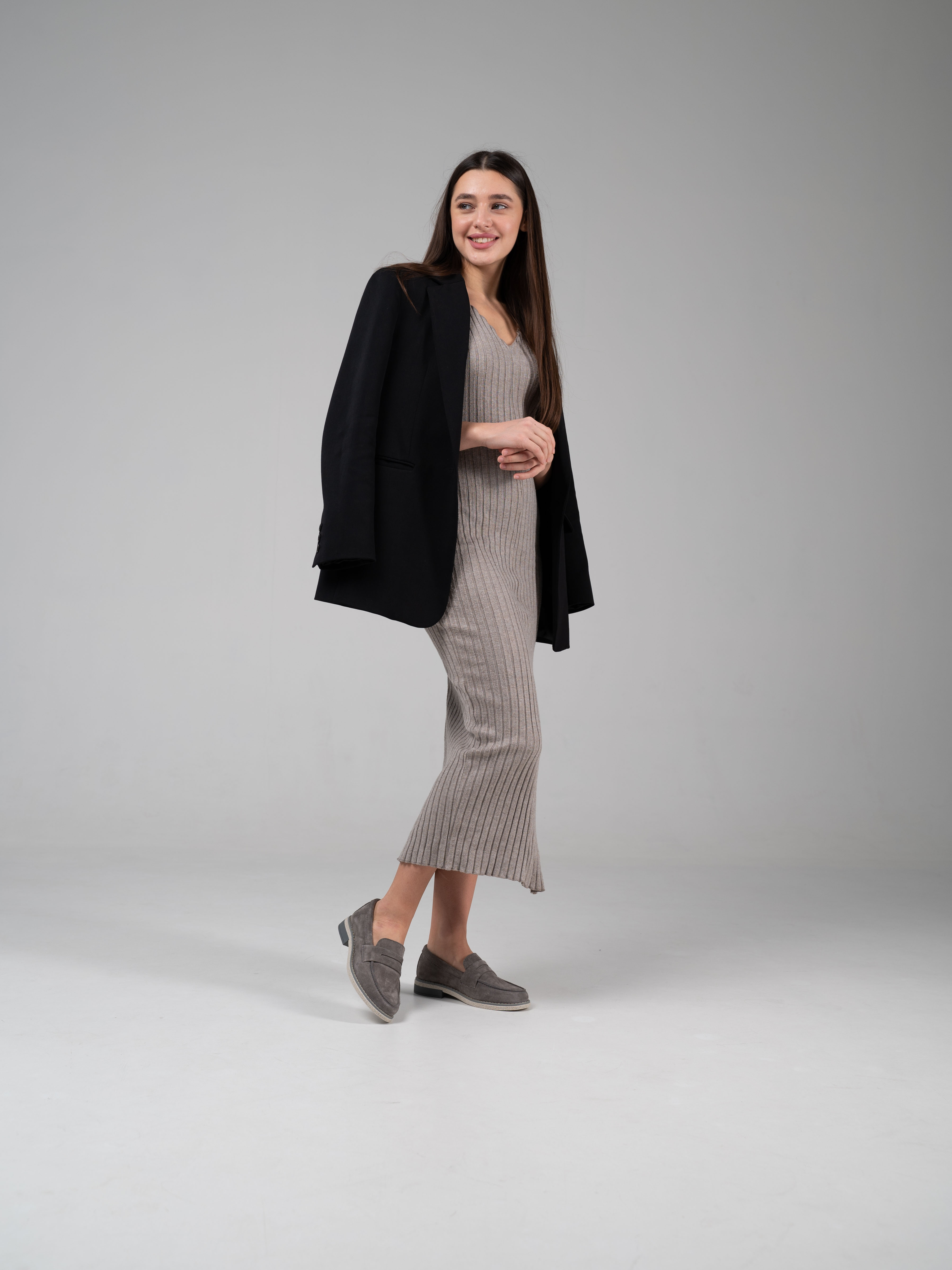 картинка Лоферы ED'ART 176.rose'gr. серый замок замша от интернет магазина