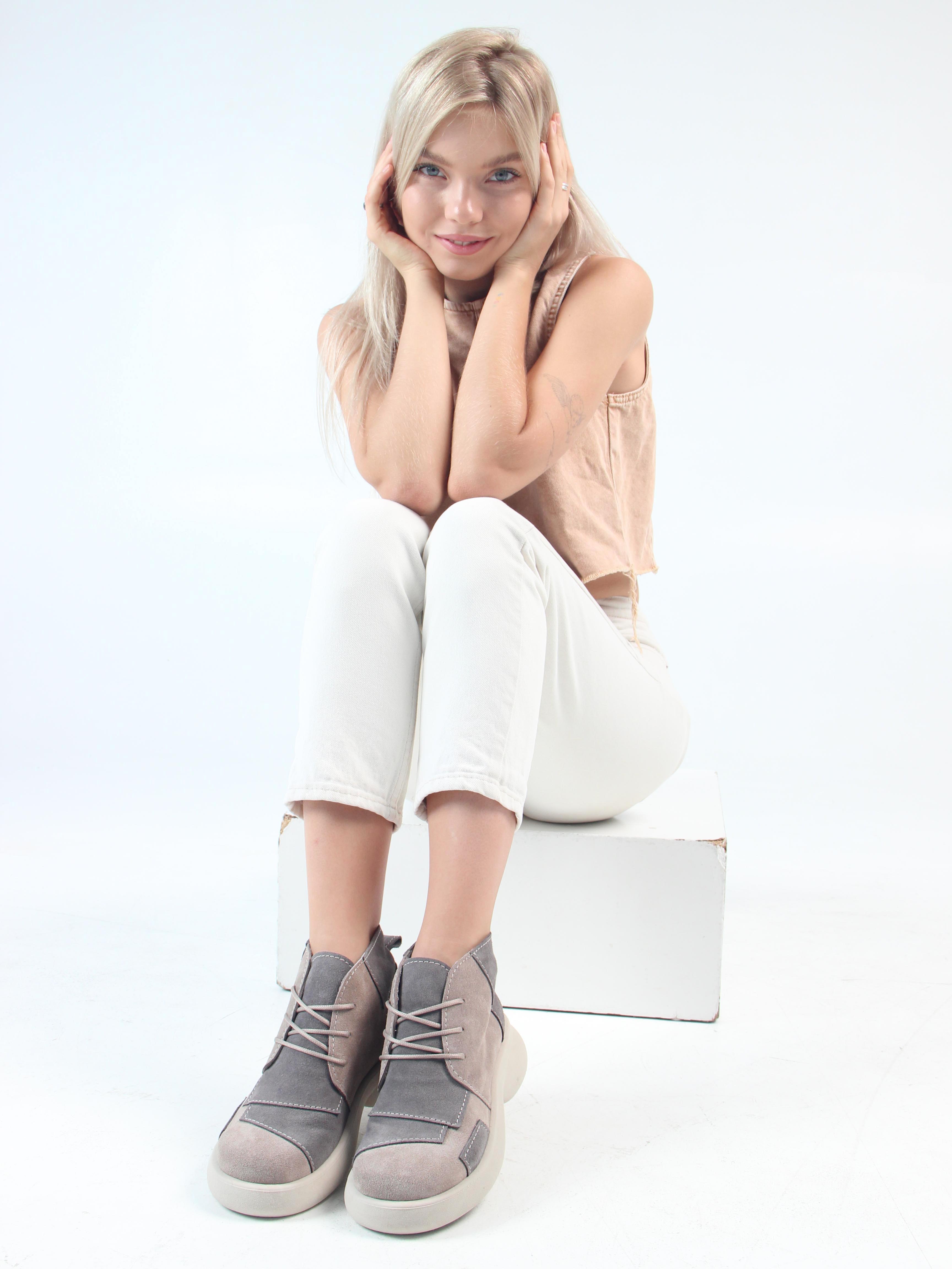 картинка Ботинки  ED'ART 305.927'be. ваниль серый  замша от интернет магазина