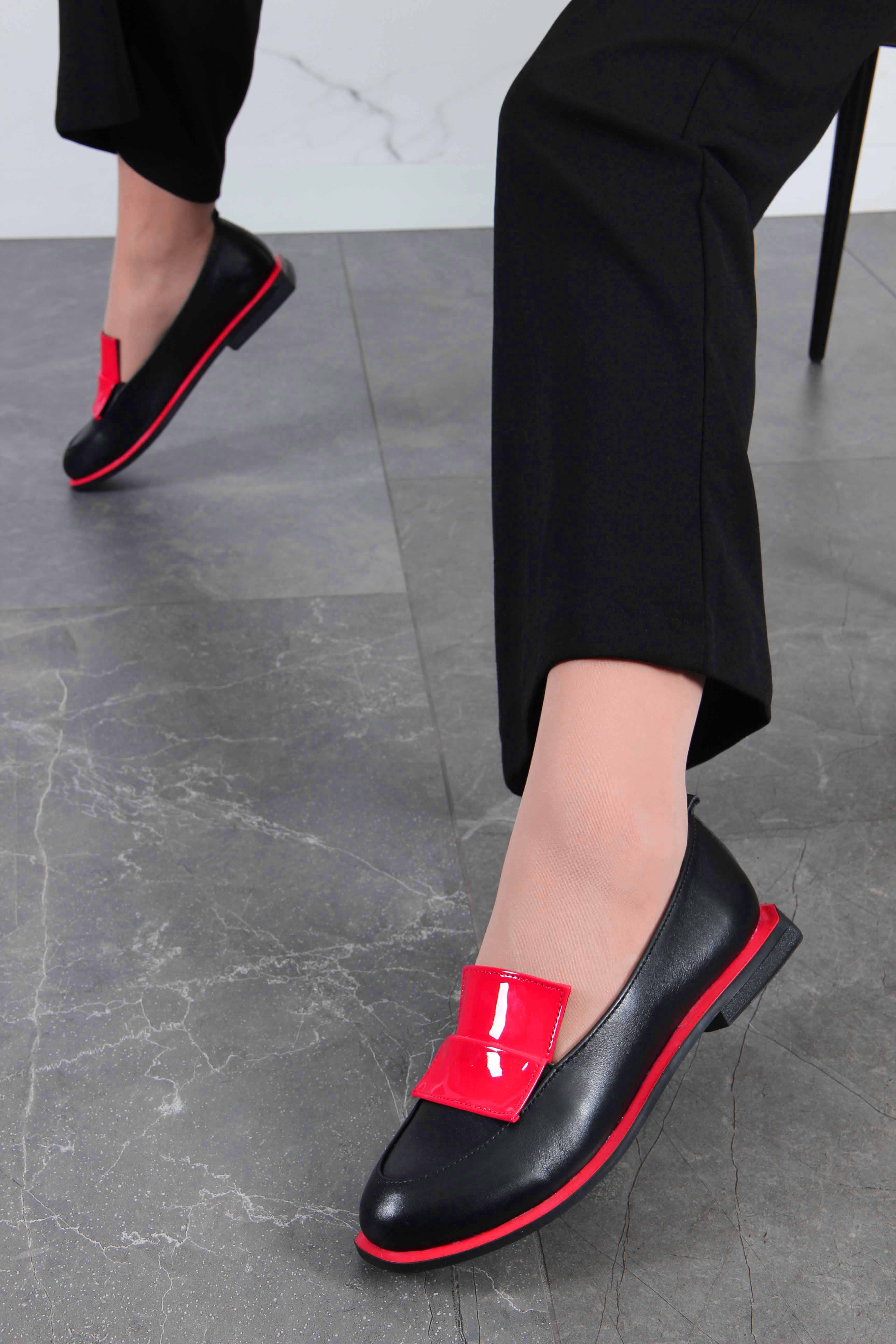 картинка Лоферы туфли ED'ART 118.Viсtoria'bl.Черный-красный от интернет магазина