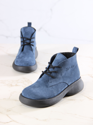 Ботинки замшевые синие