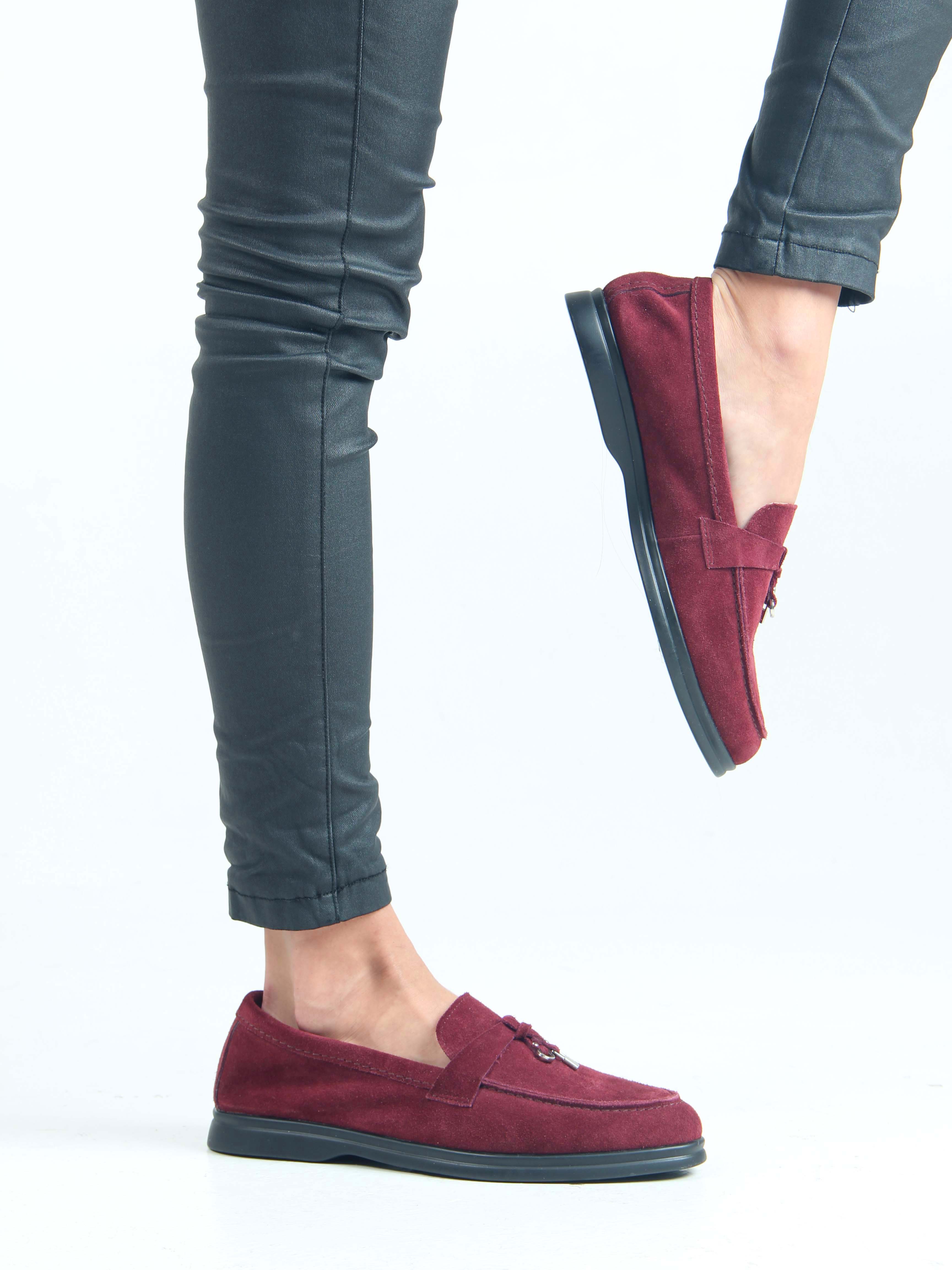 картинка Лоферы туфли ED'ART 170.2614'bl. бордо замша от интернет магазина