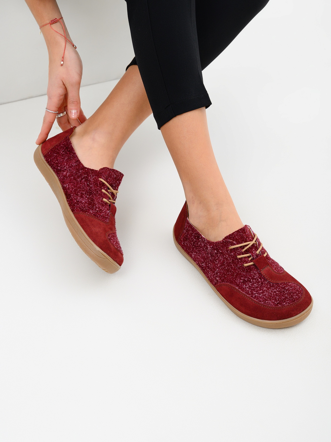 картинка Босоногие туфли ED'ART 188.nata'br.Бордовый джангл+бордовая замша от интернет магазина