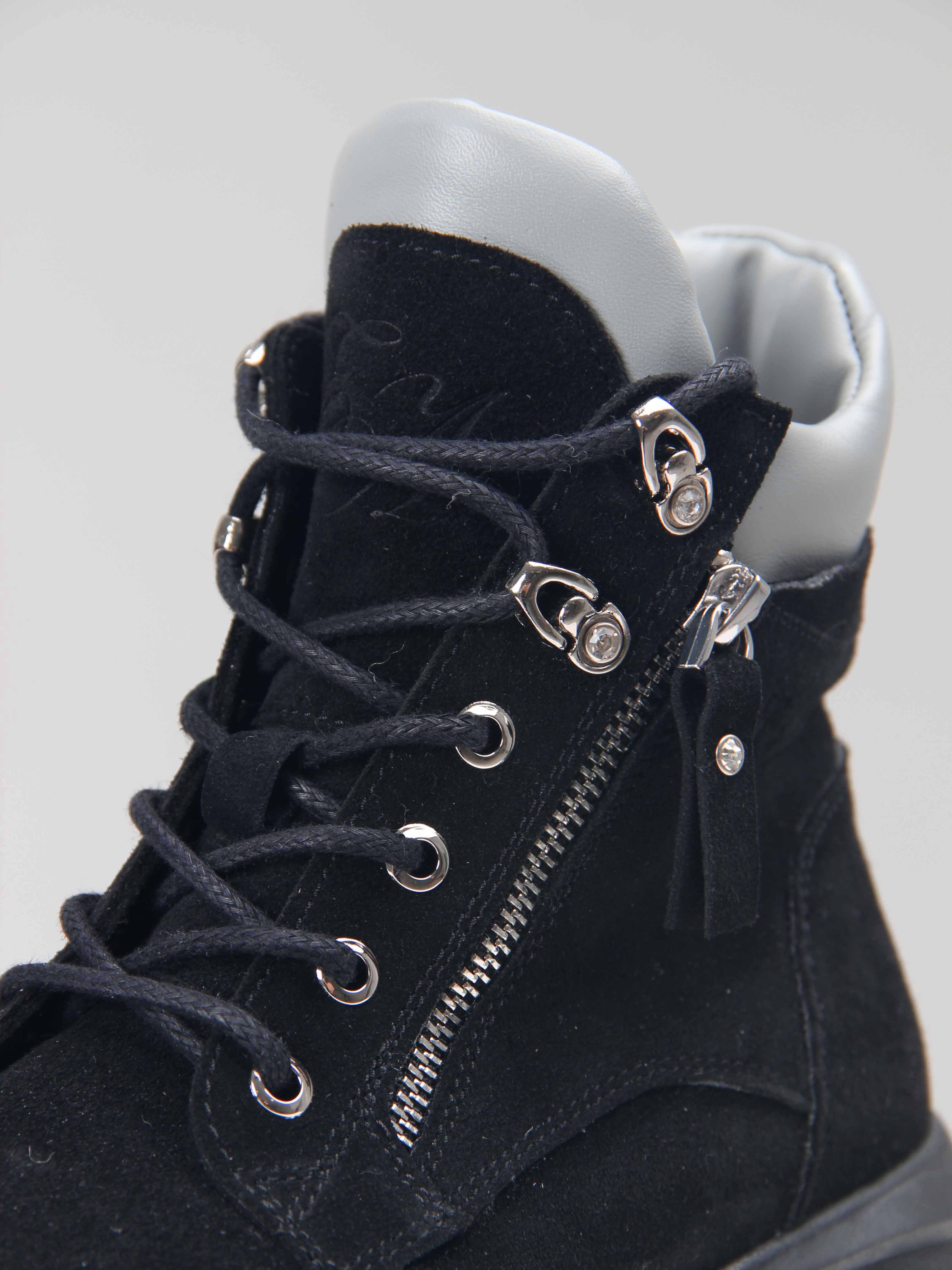 картинка Ботинки ED'ART 261.uno2'bl. черный серый замша от интернет магазина