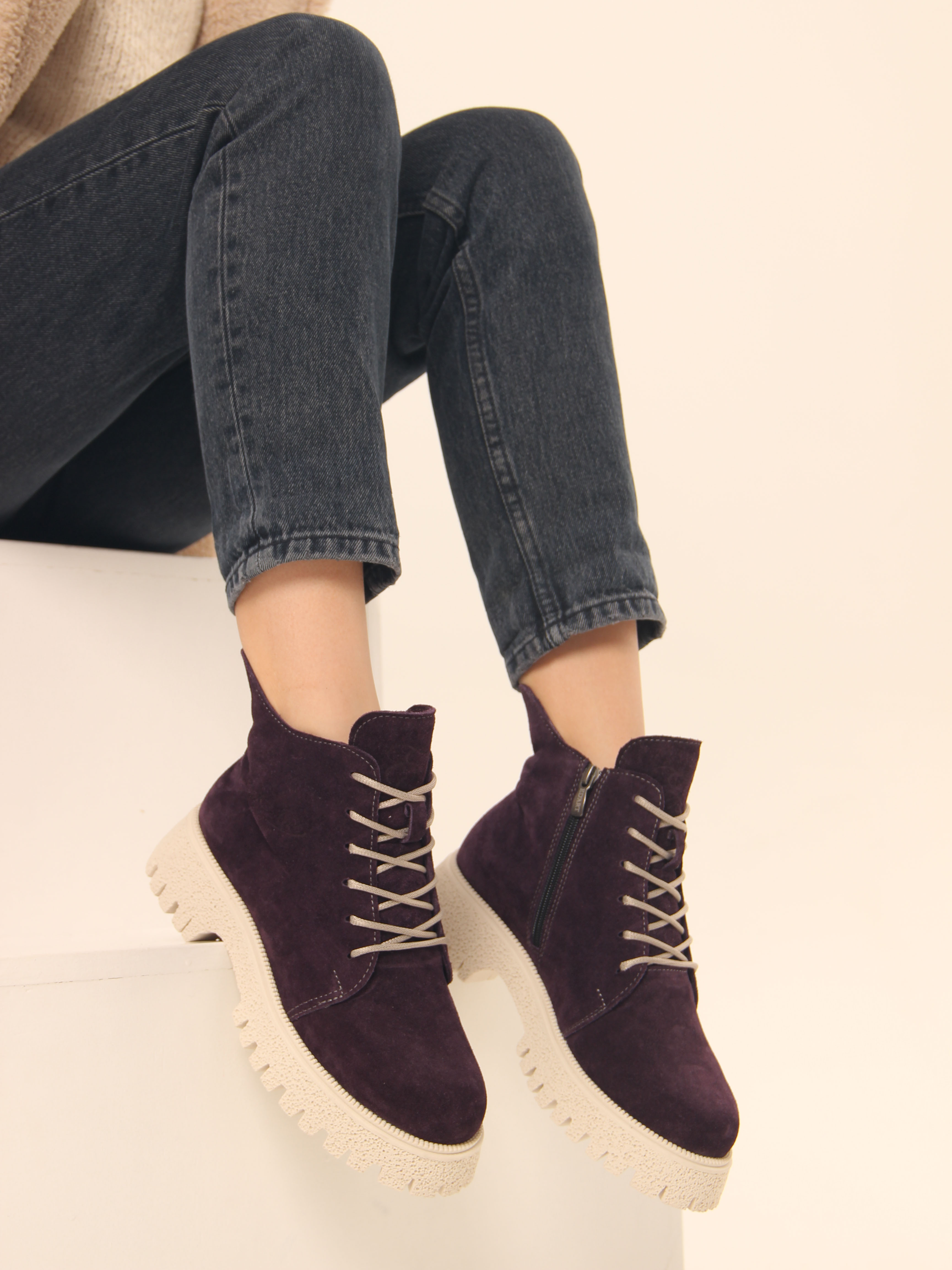 картинка Ботинки ED'ART 228.V.1541'be. сливовая замша от интернет магазина