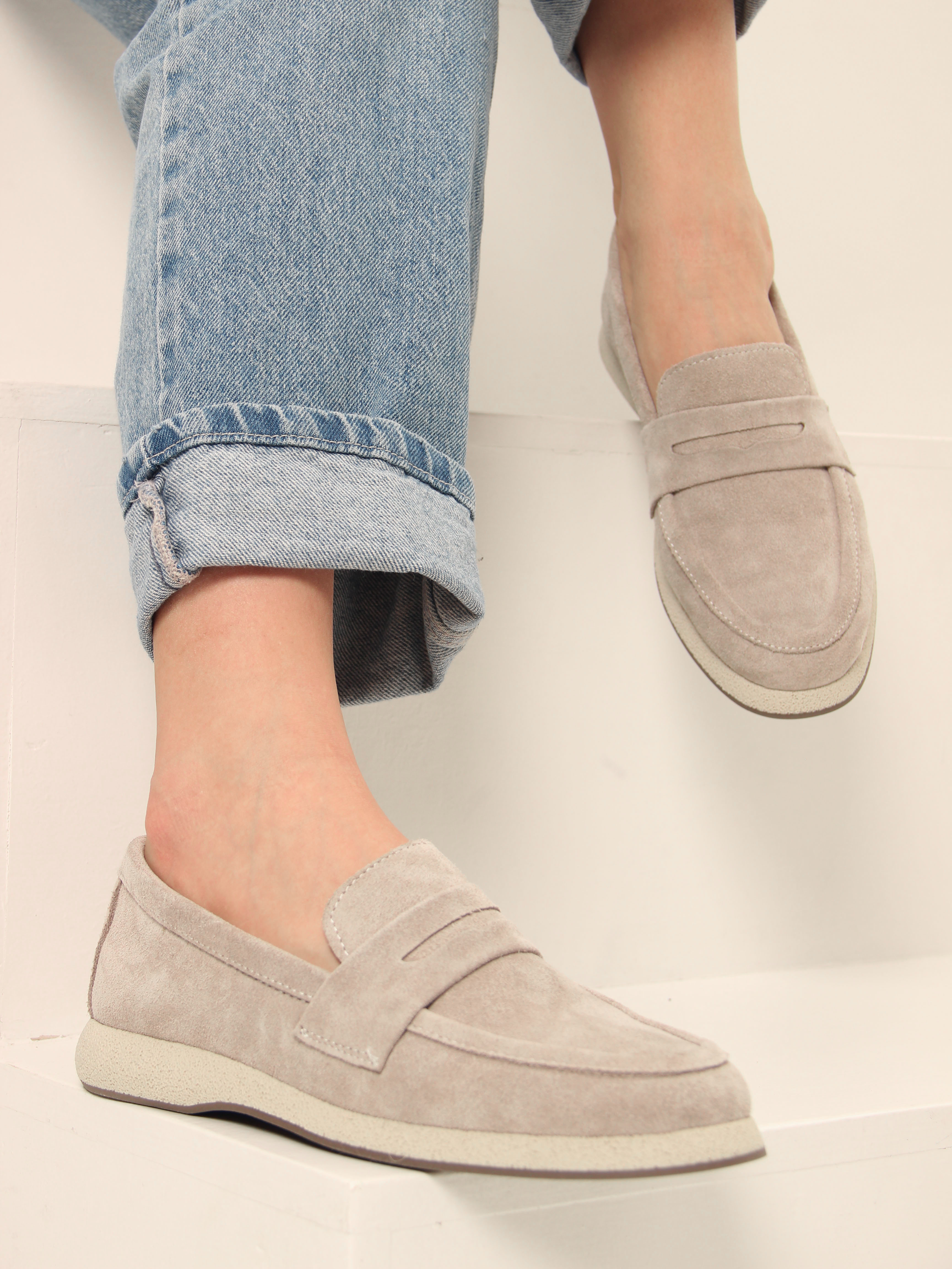 картинка Лоферы ED'ART 177.1607'be. каменный замша от интернет магазина