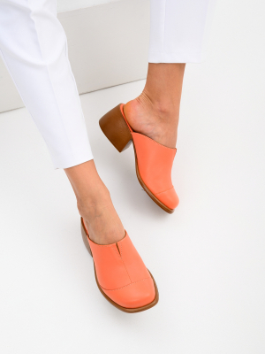 Сабо кожаные розовые