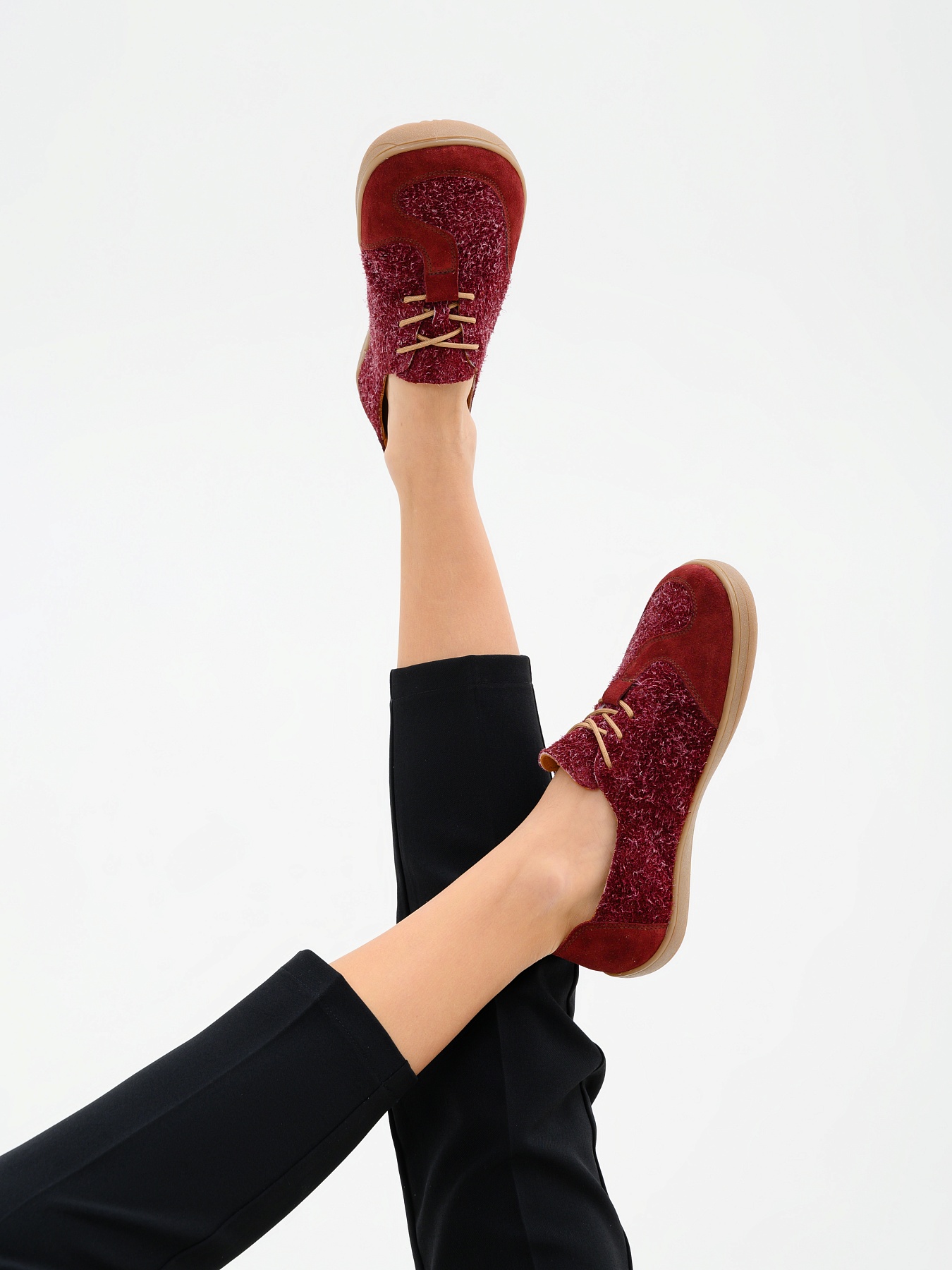 картинка Босоногие туфли ED'ART 188.nata'br.Бордовый джангл+бордовая замша от интернет магазина