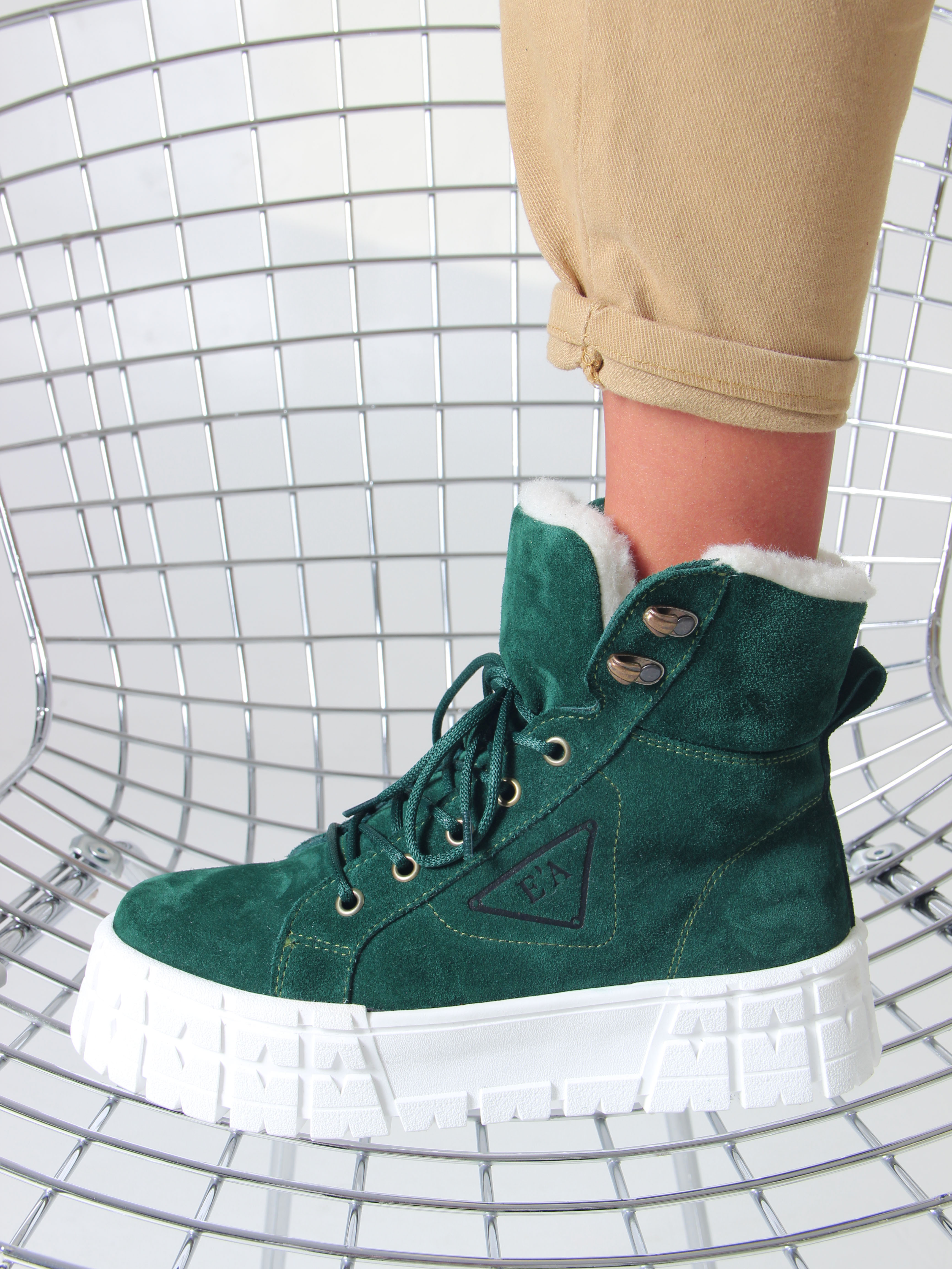 картинка Ботинки ED'ART 216.212131'w. зеленый замша от интернет магазина