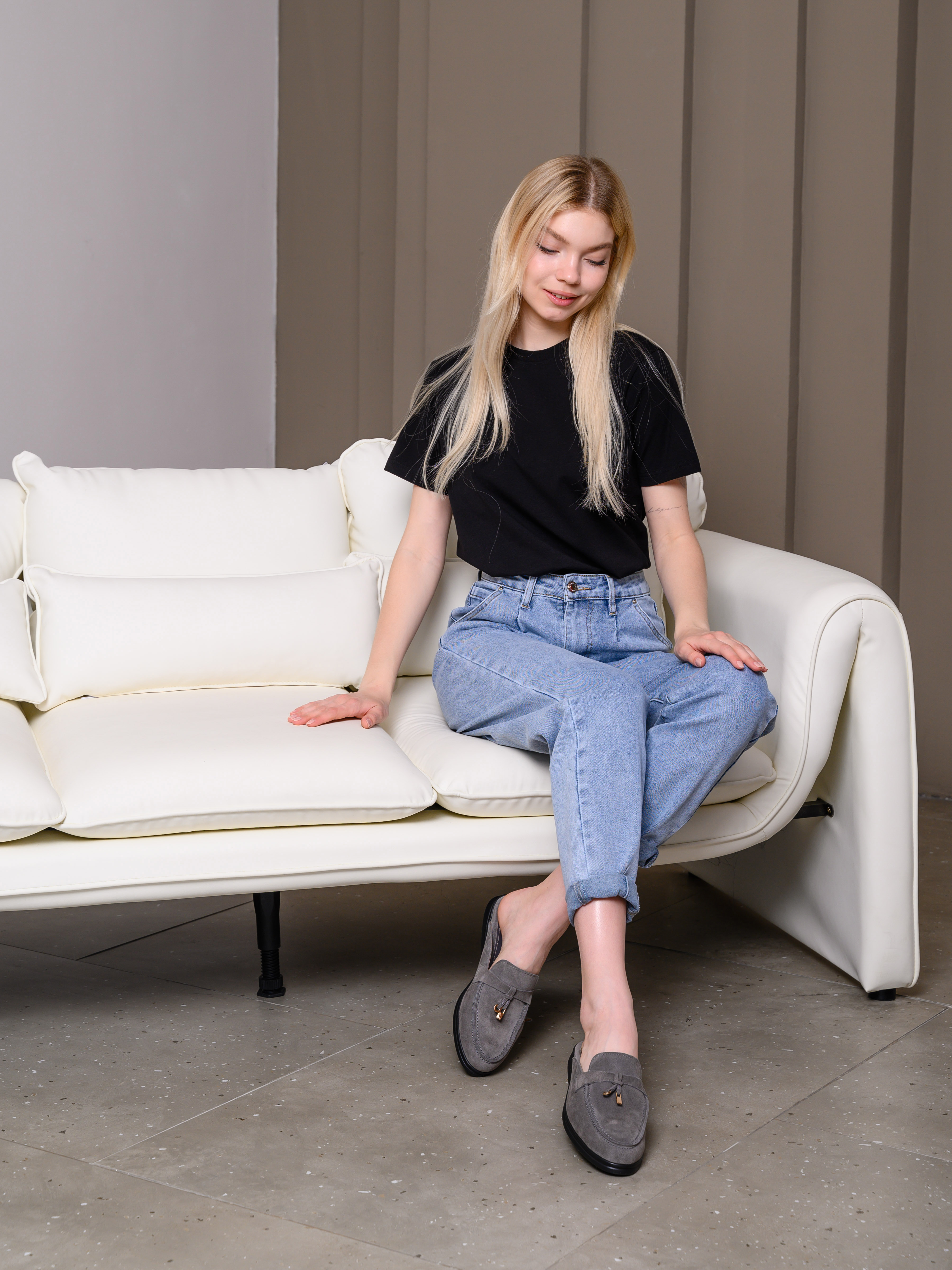 картинка Мюли ED'ART 1070.2614'bl. серый замша от интернет магазина