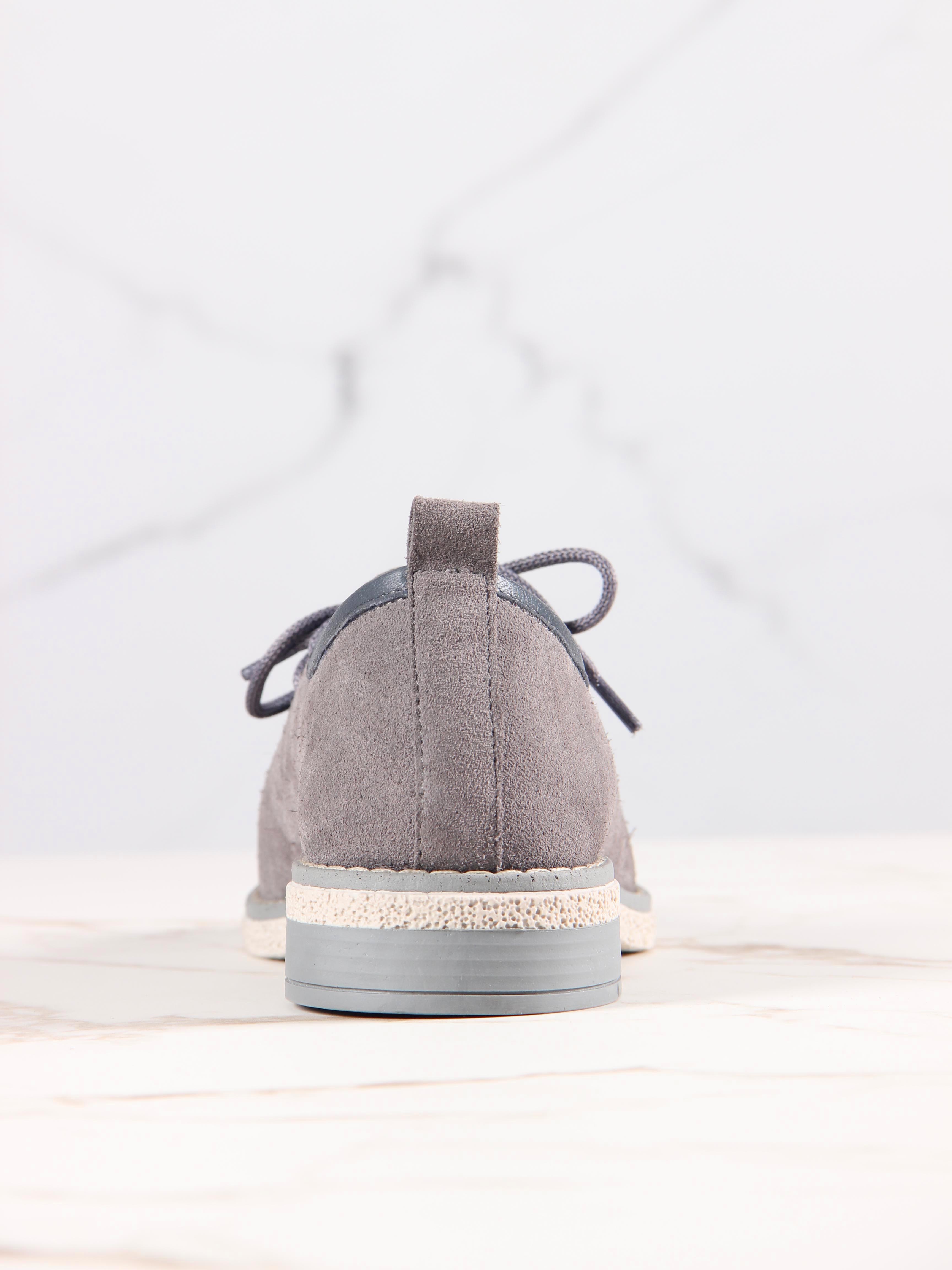 картинка Мокасины ED'ART 191.rose'gr. серый замок замша от интернет магазина