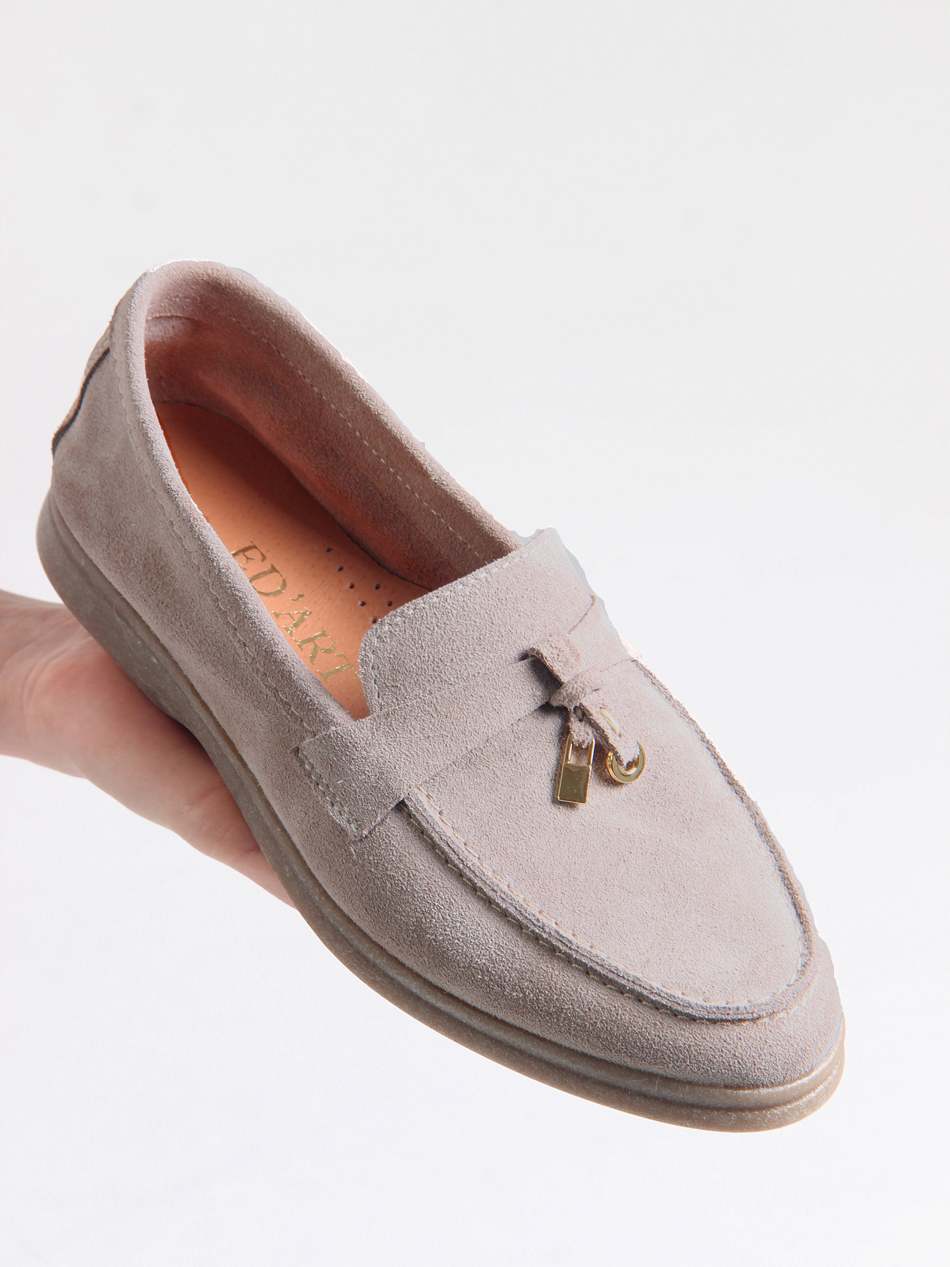 картинка Лоферы туфли ED'ART 170.2614'be. ваниль замша от интернет магазина