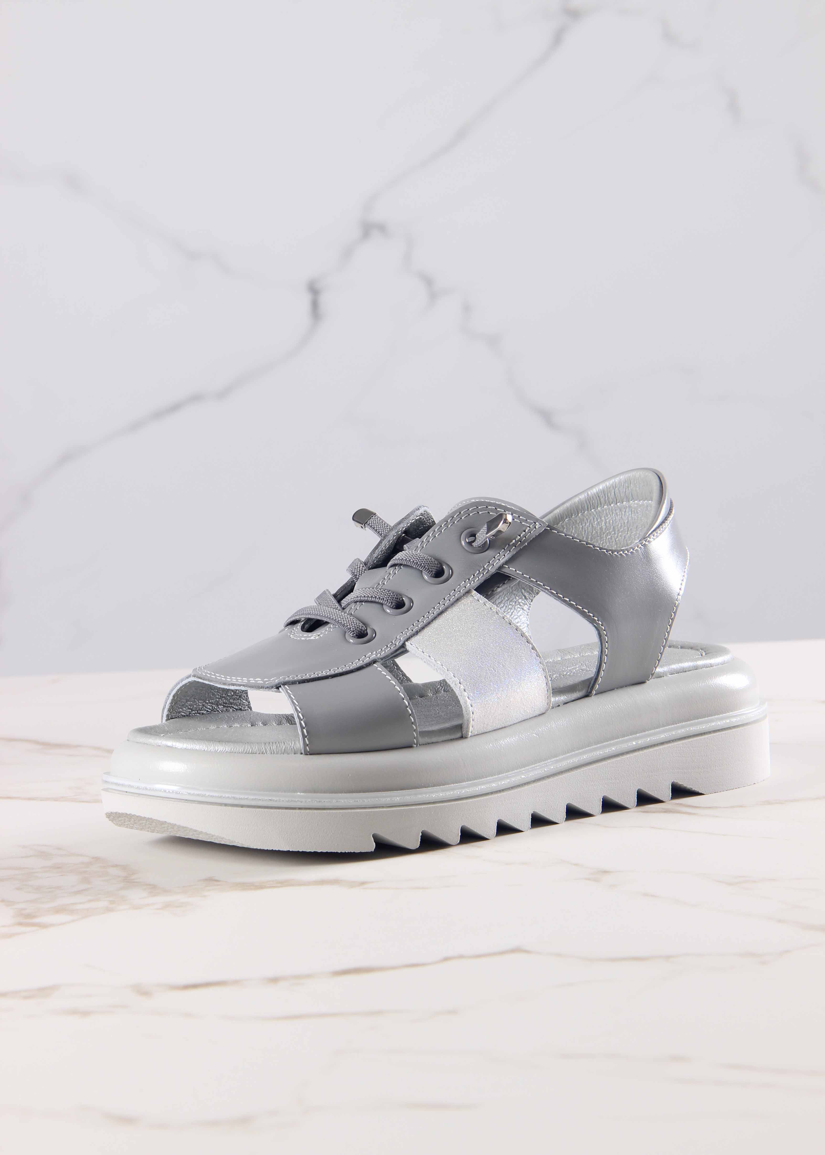 картинка Босоножки ED'ART 2029.2525'gr. Серый белый ибица от интернет магазина