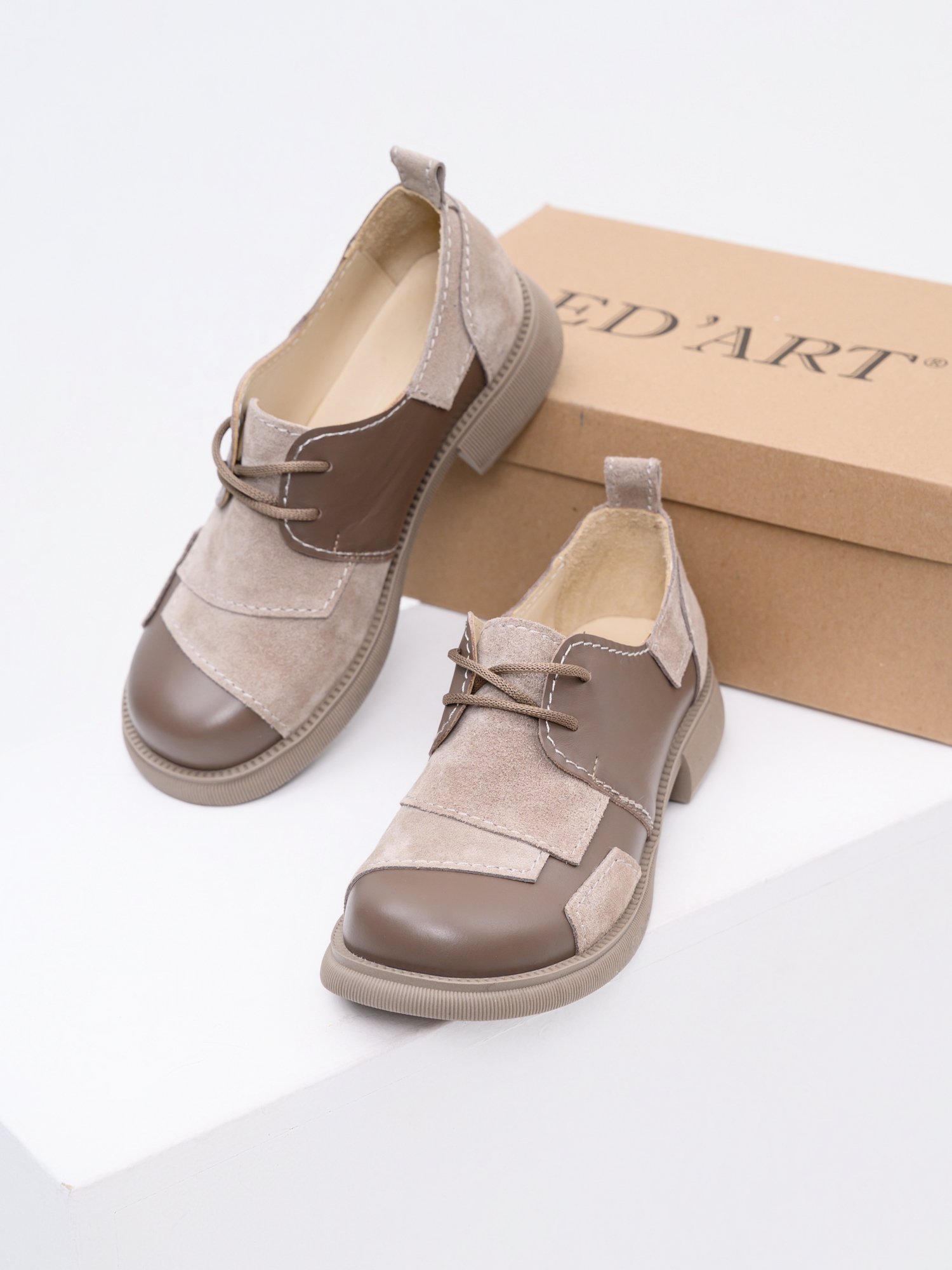 картинка Полуботинки туфли ED'ART 205.патриция'ka.Ваниль замша+тауп майами от интернет магазина