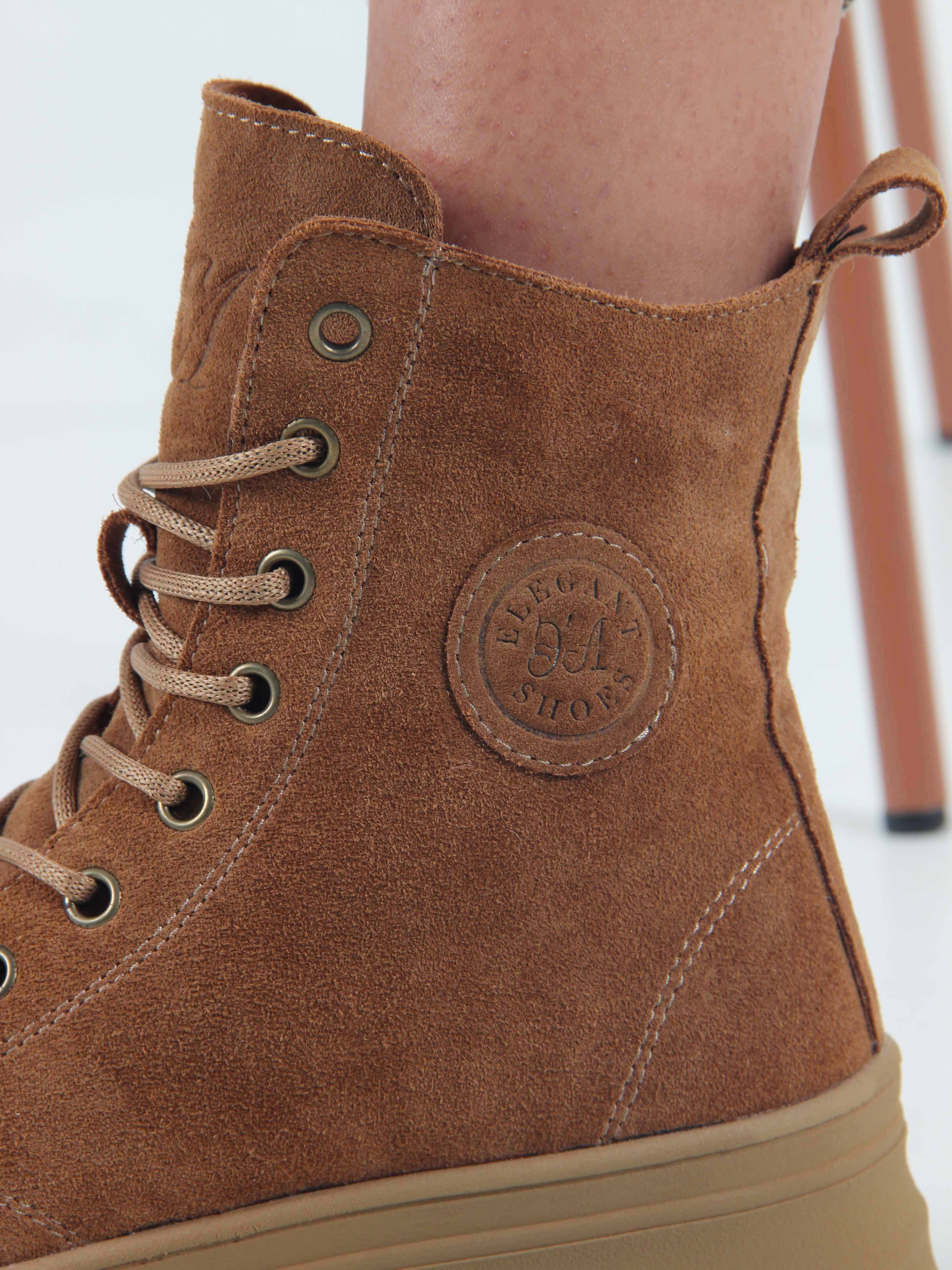 картинка Ботинки ED'ART 215.warm'br. светло коричневые замша от интернет магазина