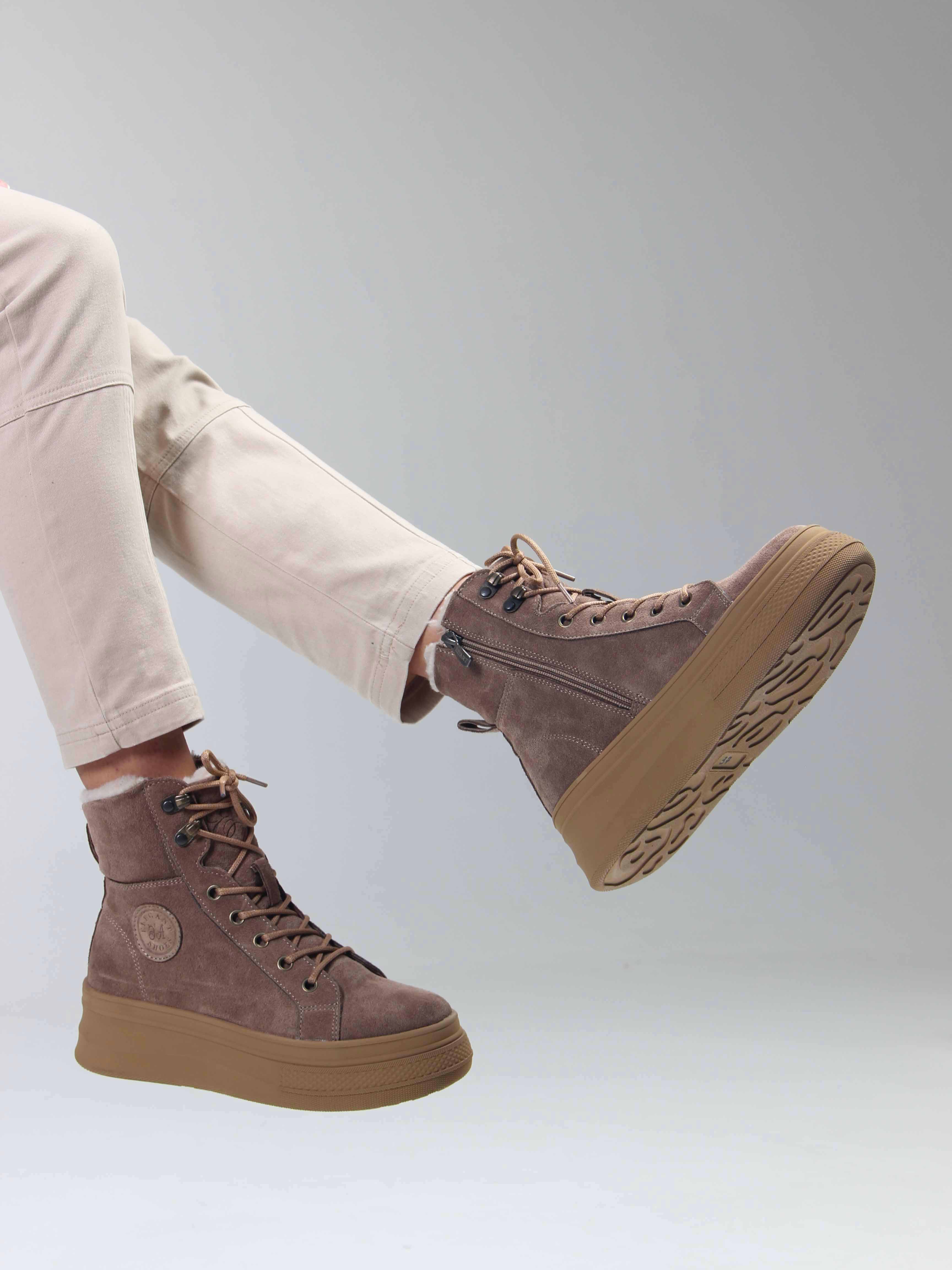 картинка Ботинки ED'ART 219.warm'br. капучино замша от интернет магазина