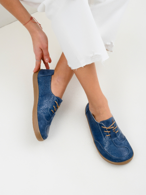 Босоногие туфли замшевые синие