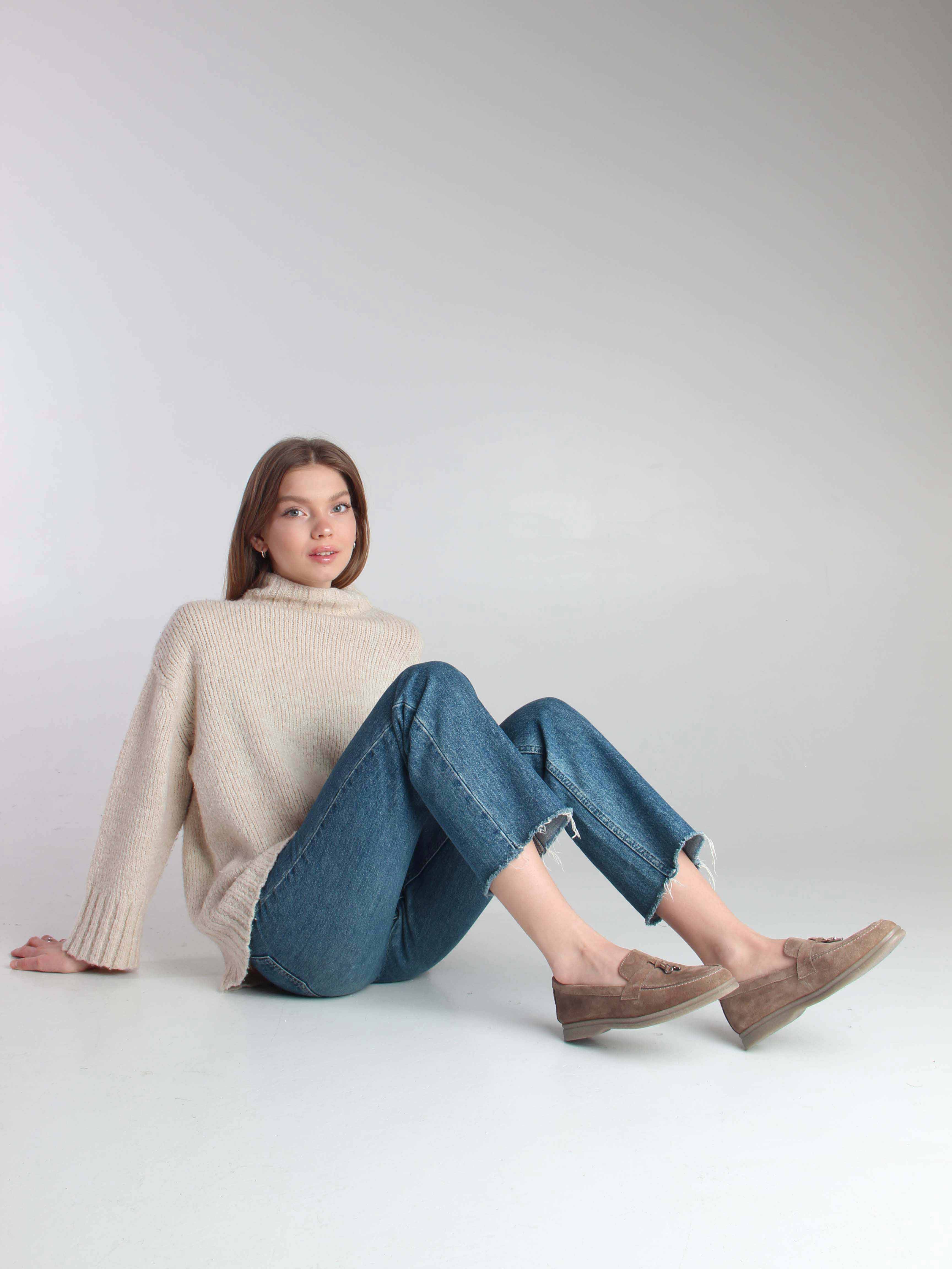 картинка Лоферы туфли ED'ART 170.2614'be. Коричневый капучино от интернет магазина