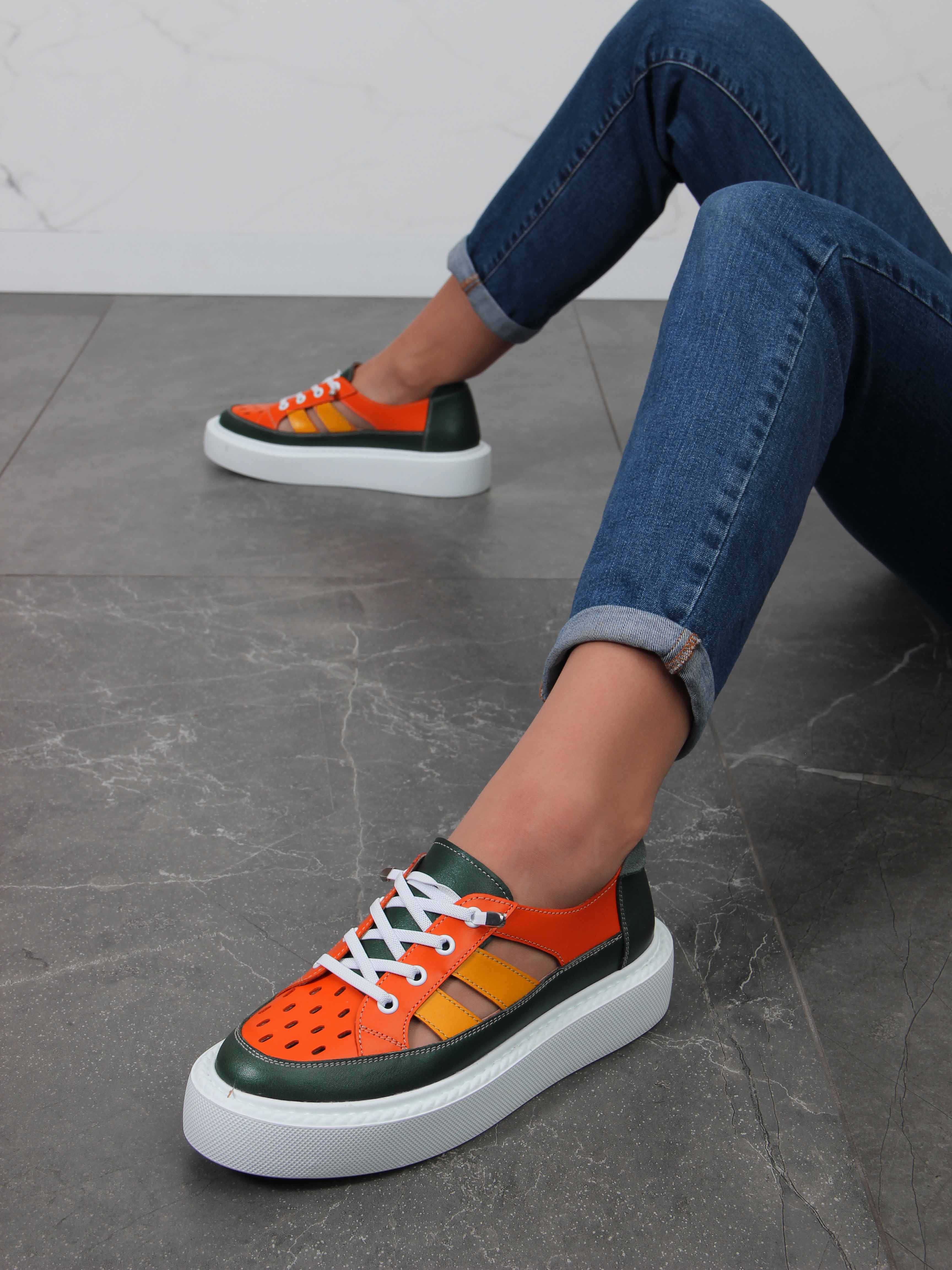 картинка Кроссовки ED'ART 165.P.Lusi23.'w.Оранжевый-зеленый от интернет магазина