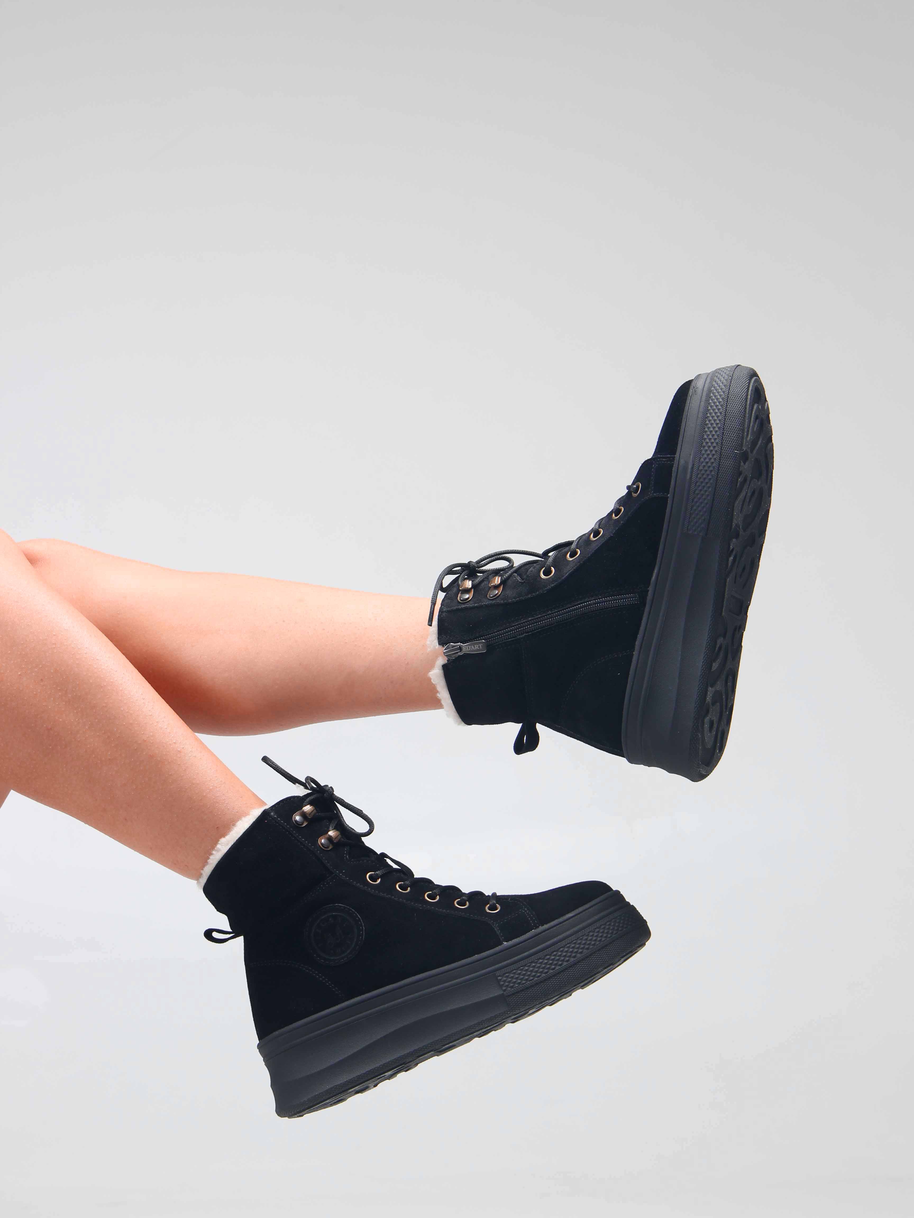 картинка Ботинки ED'ART 219.warm'bl. черный замша от интернет магазина