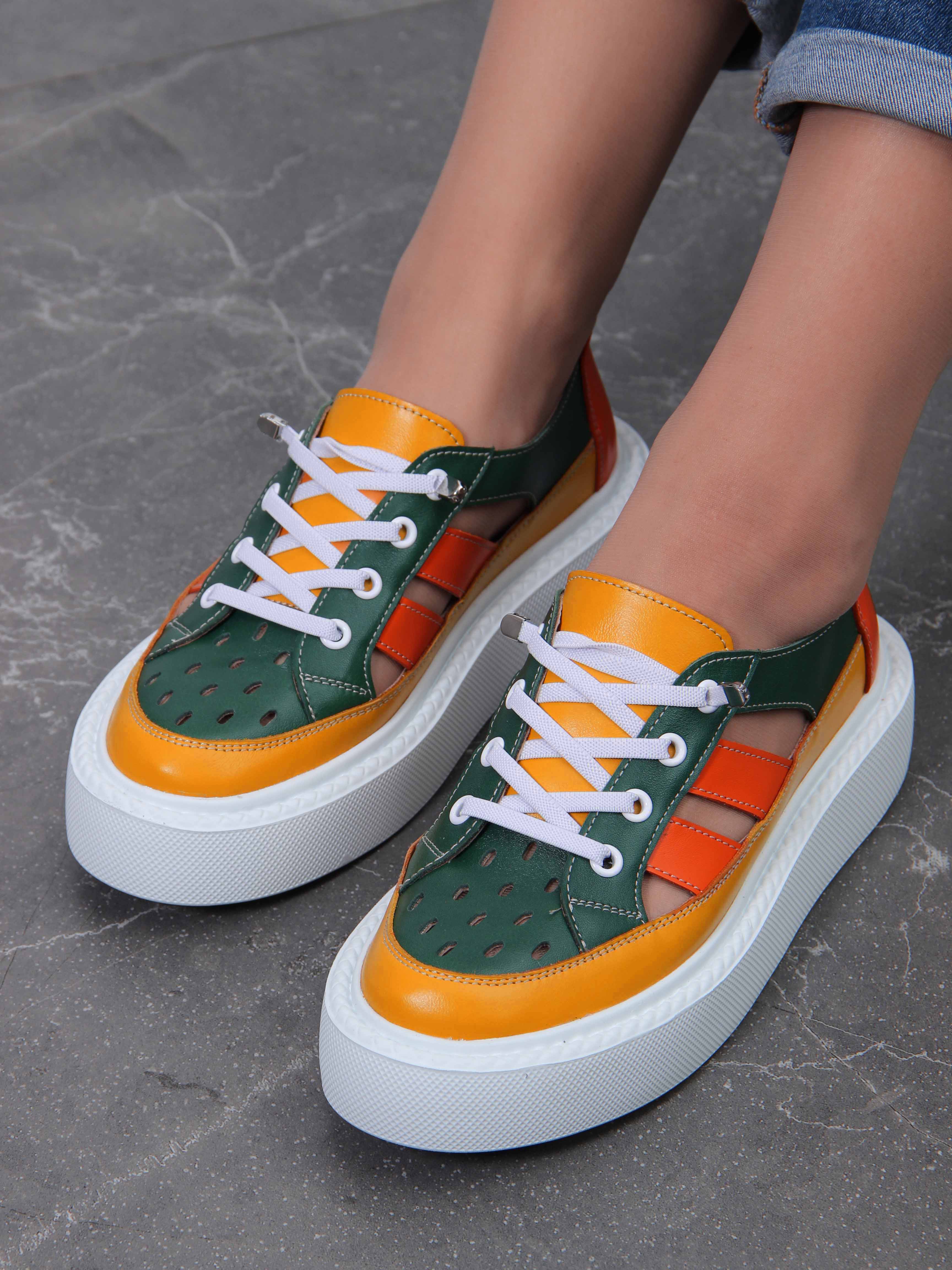 картинка Кроссовки ED'ART 165.P.Lusi23.'w.Зеленый-оранжевый от интернет магазина