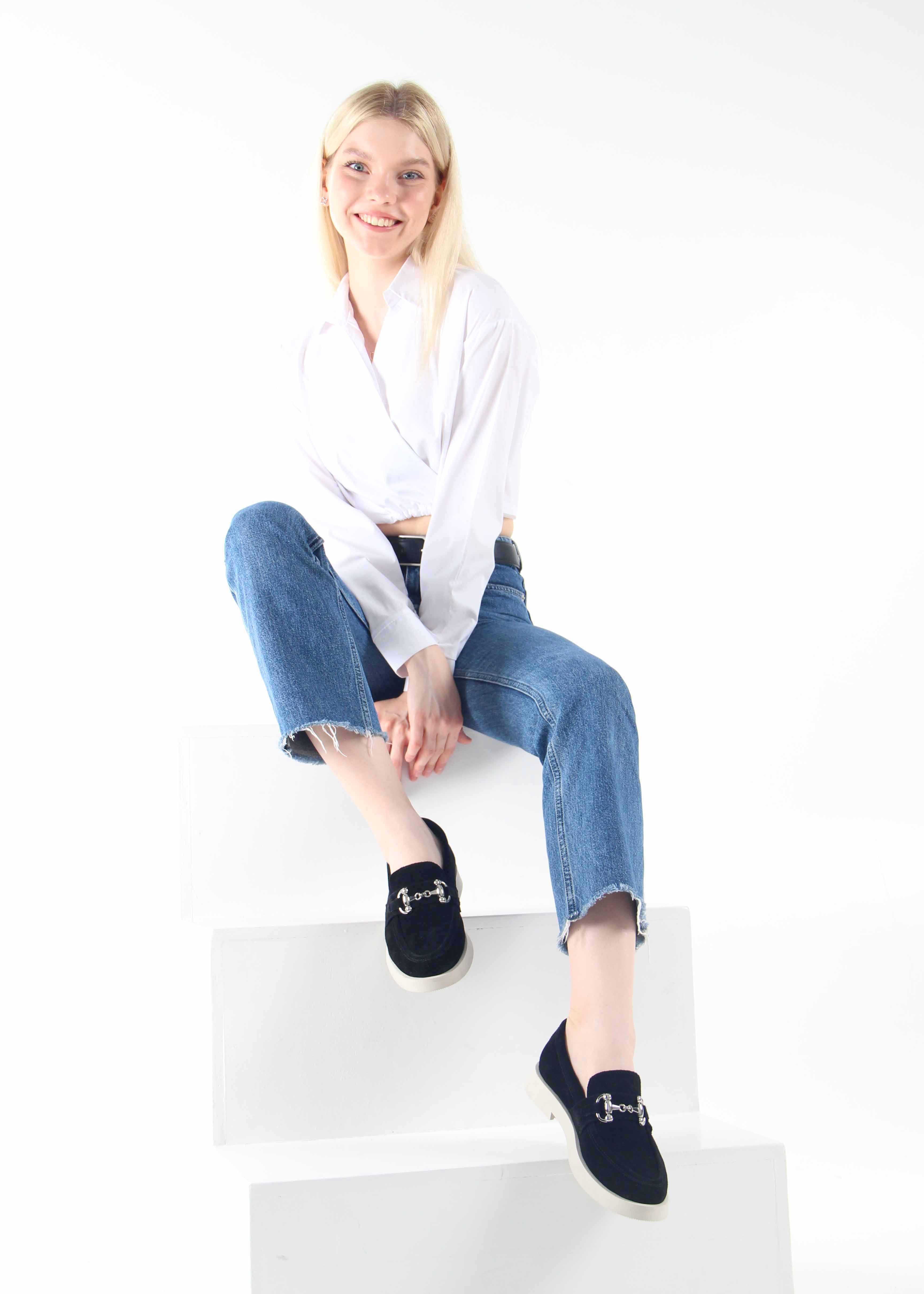 картинка Лоферы туфли ED'ART 172.1841'be. черная замша от интернет магазина