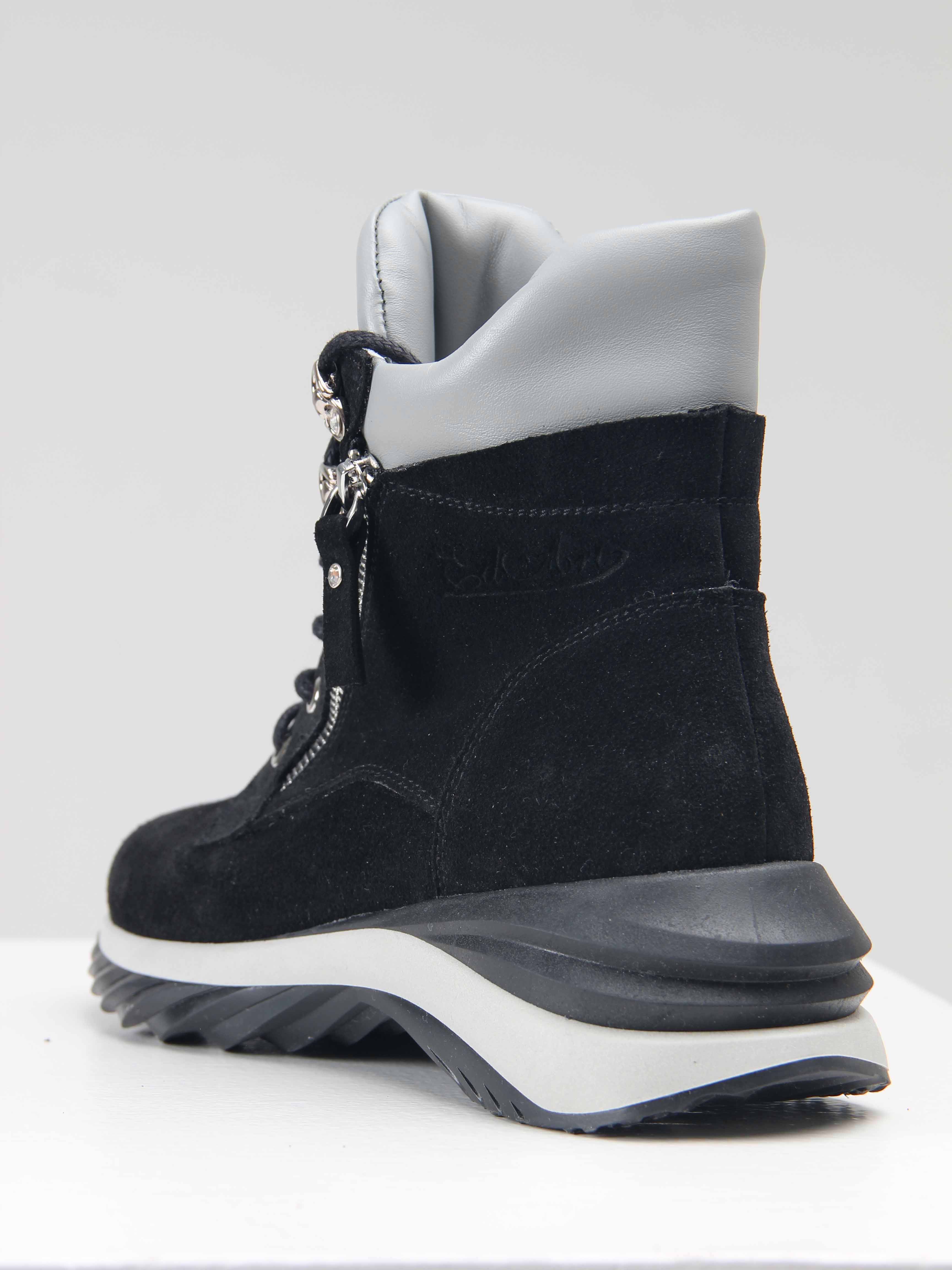 картинка Ботинки ED'ART 261.uno2'bl. черный серый замша от интернет магазина