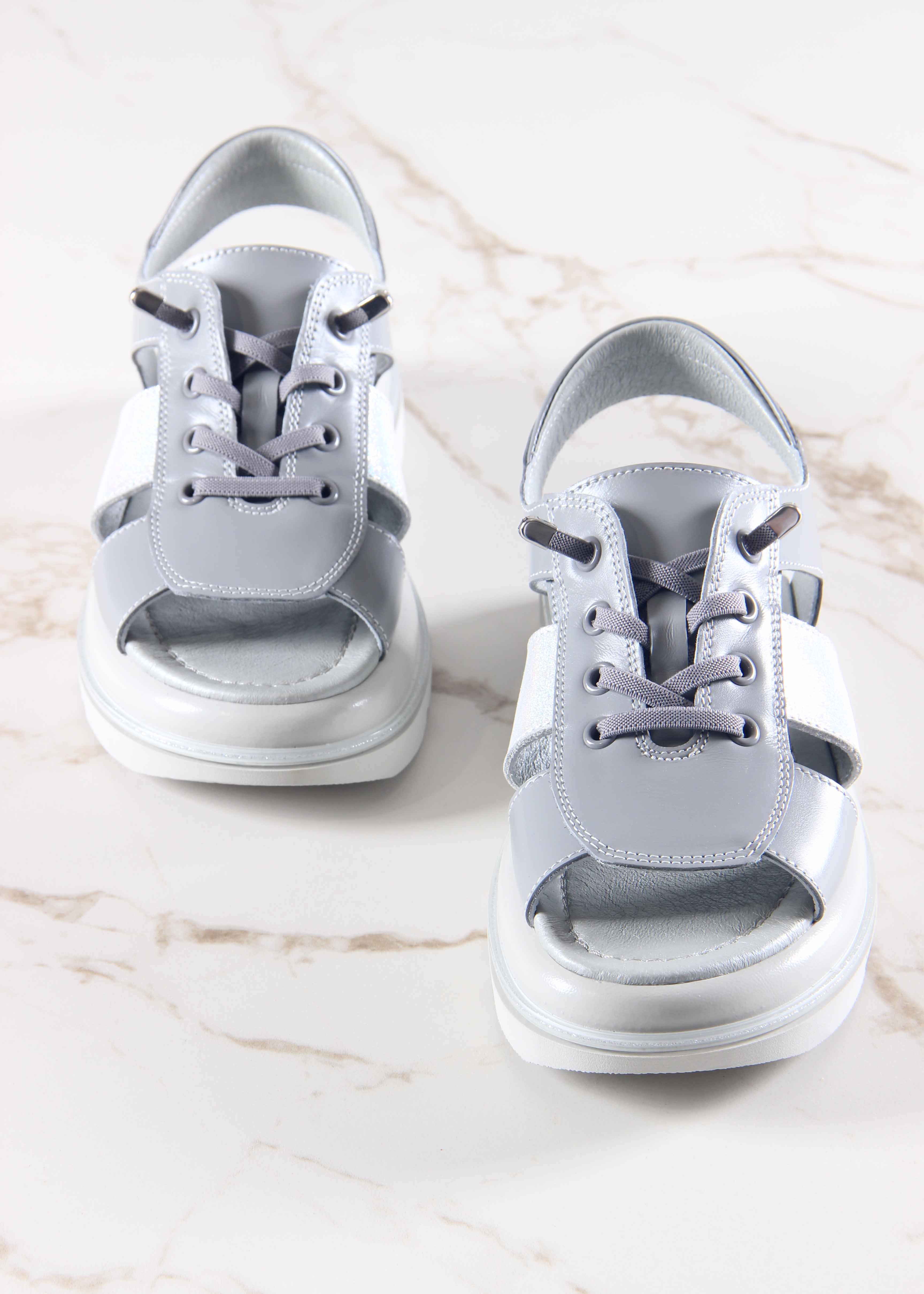 картинка Босоножки ED'ART 2029.2525'gr. Серый белый ибица от интернет магазина