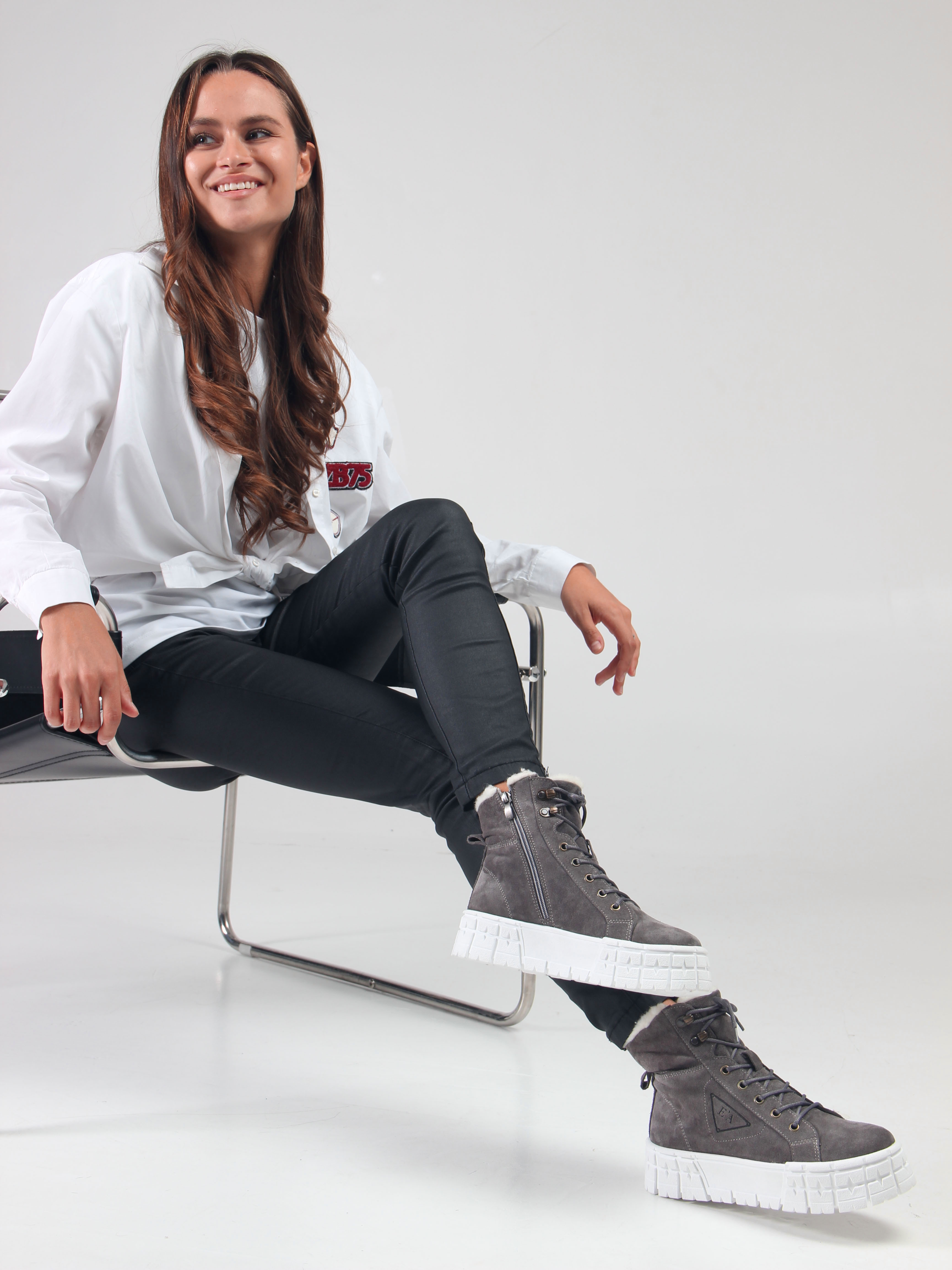 картинка Ботинки ED'ART 216.212131'w. серый замок замша от интернет магазина