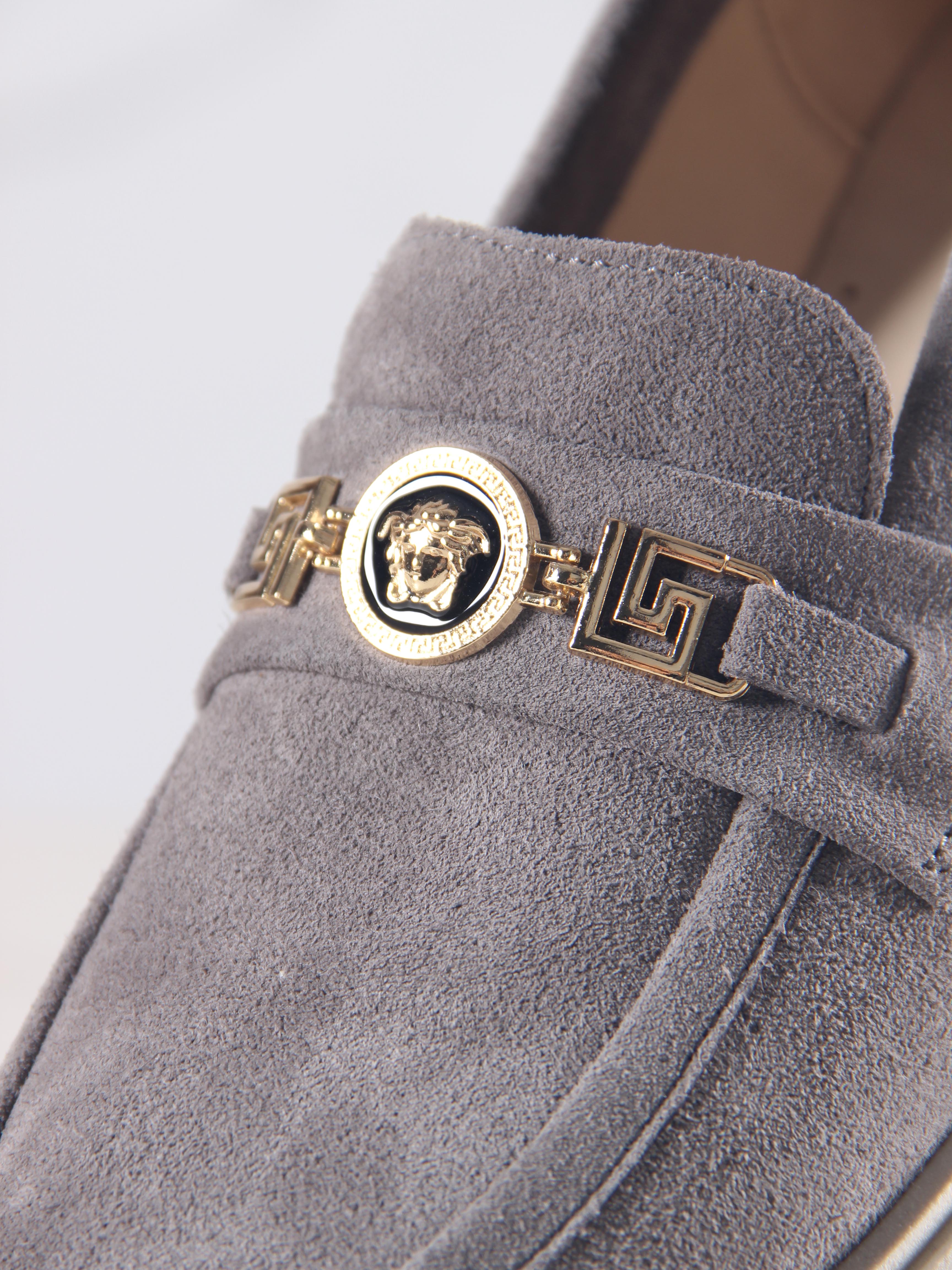 картинка Лоферы туфли ED'ART 173.1453'be. серый замок замша от интернет магазина