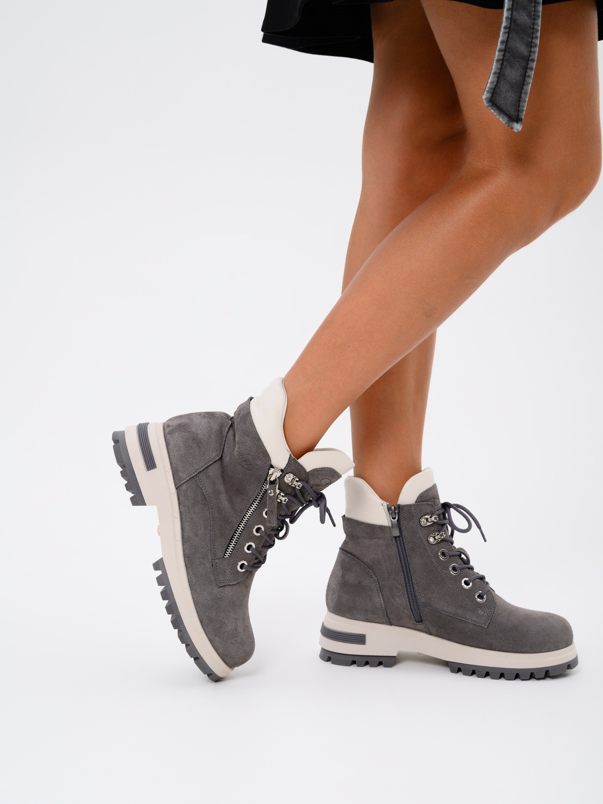 картинка Ботинки ED'ART 261.uno9'gr. Серый замок замша+бежевый от интернет магазина