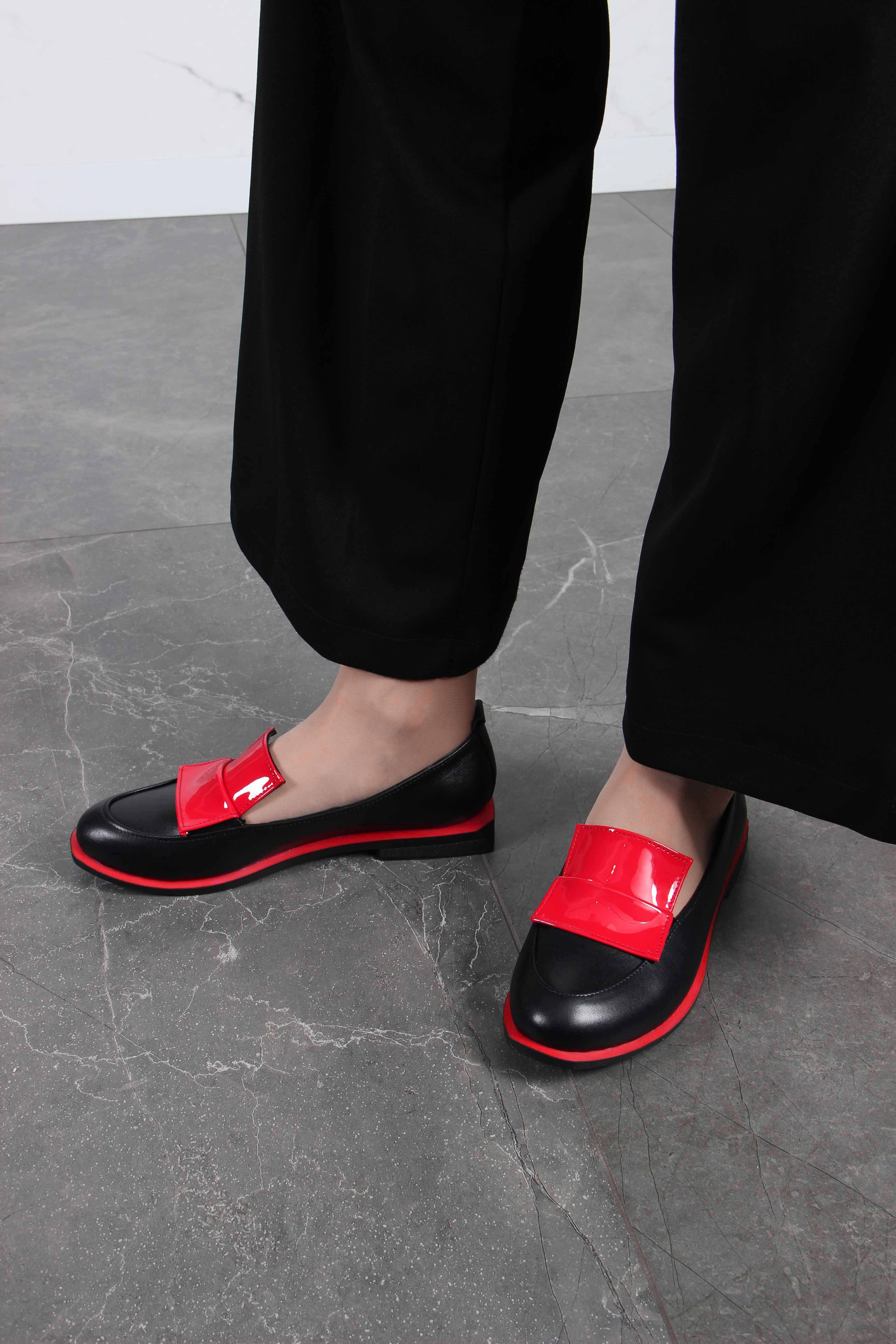 картинка Лоферы туфли ED'ART 118.Viсtoria'bl.Черный-красный от интернет магазина