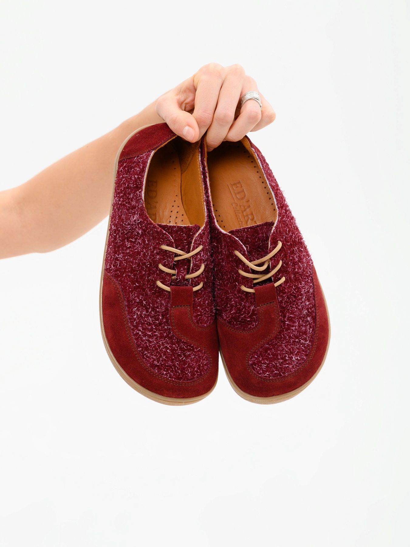 картинка Босоногие туфли ED'ART 188.nata'br.Бордовый джангл+бордовая замша от интернет магазина