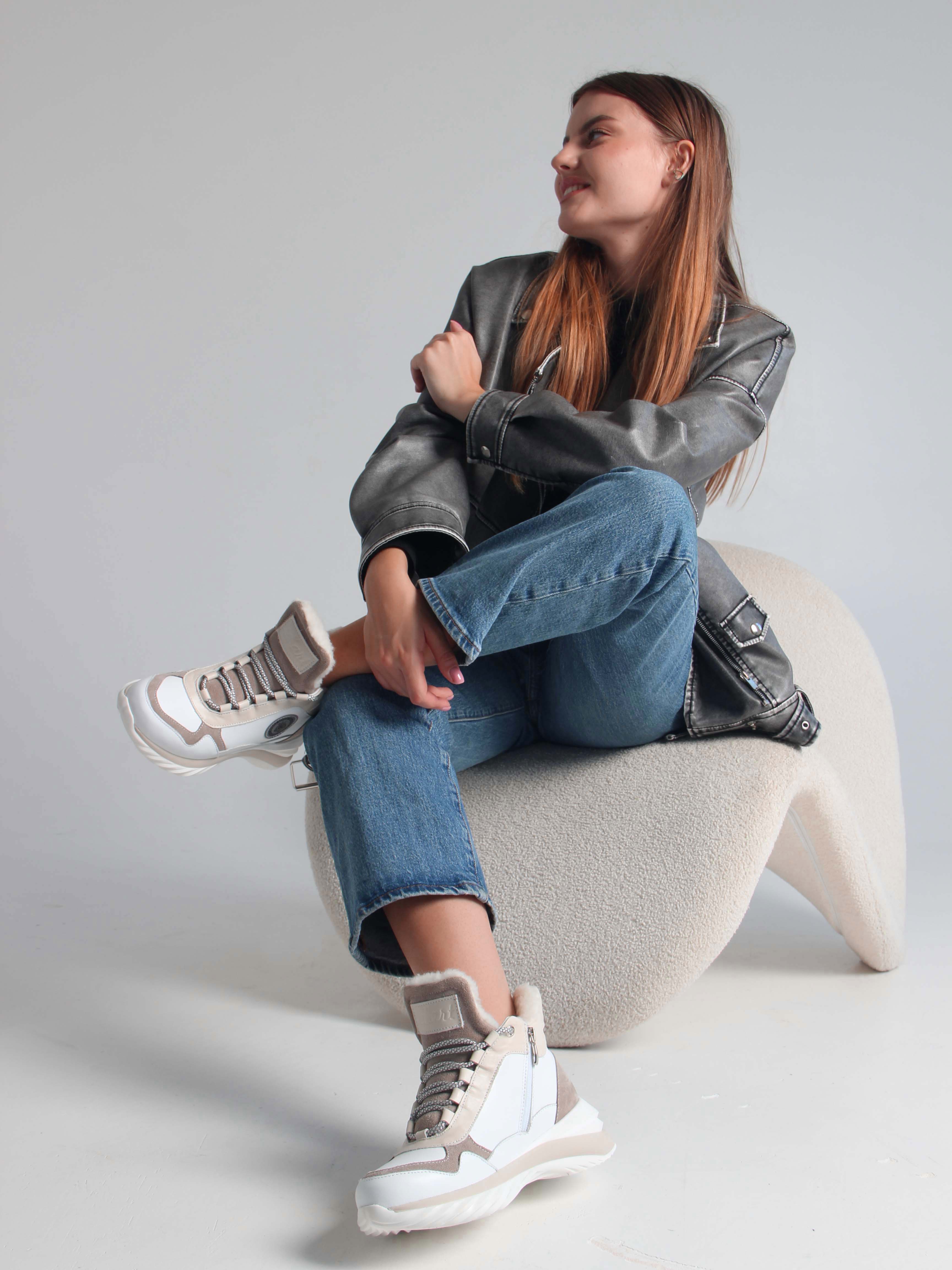 картинка Ботинки ED'ART 350.uno2'w. белый бежевый от интернет магазина