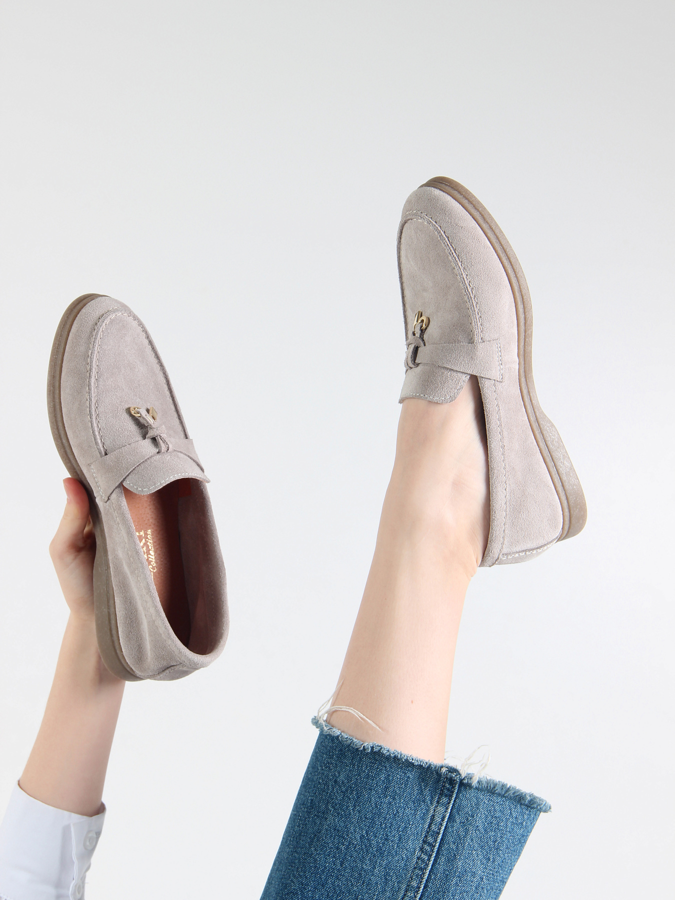 картинка Лоферы лоферы ED'ART 170.2614'be. Каменный замша от интернет магазина